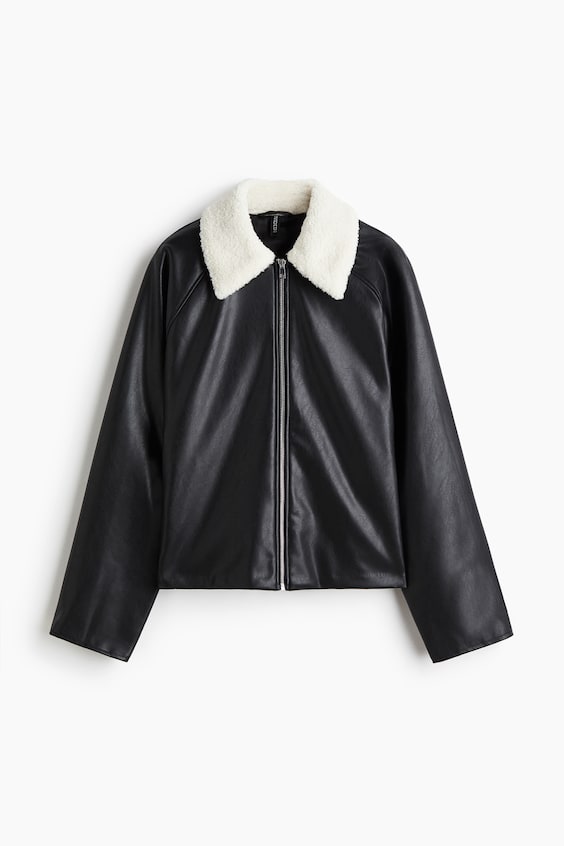 Женские куртки H&M Jacket with Teddy Fleece Collar