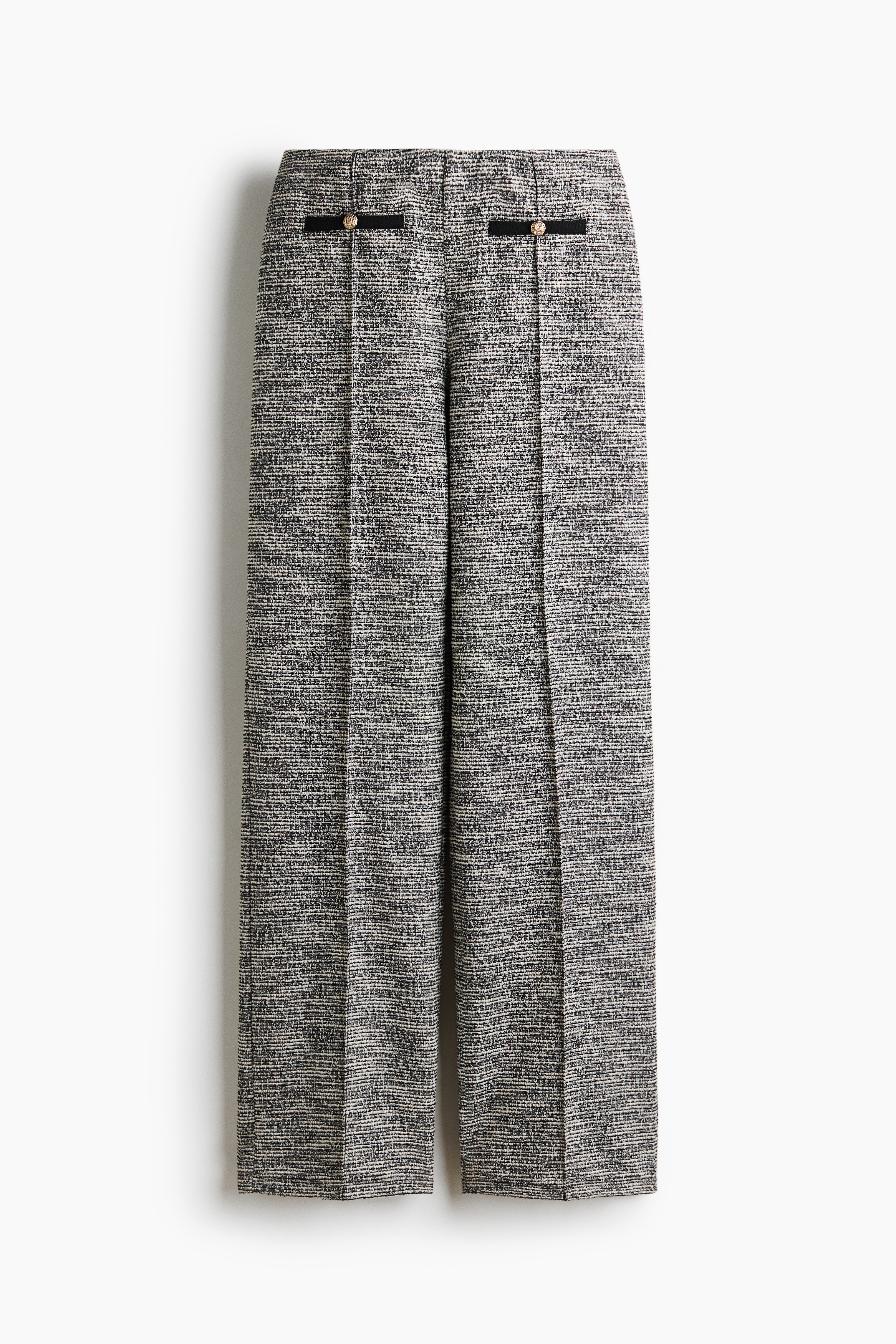 Pull-on bouclé-knit trousers - Dusty grey marl/Cream/Cream