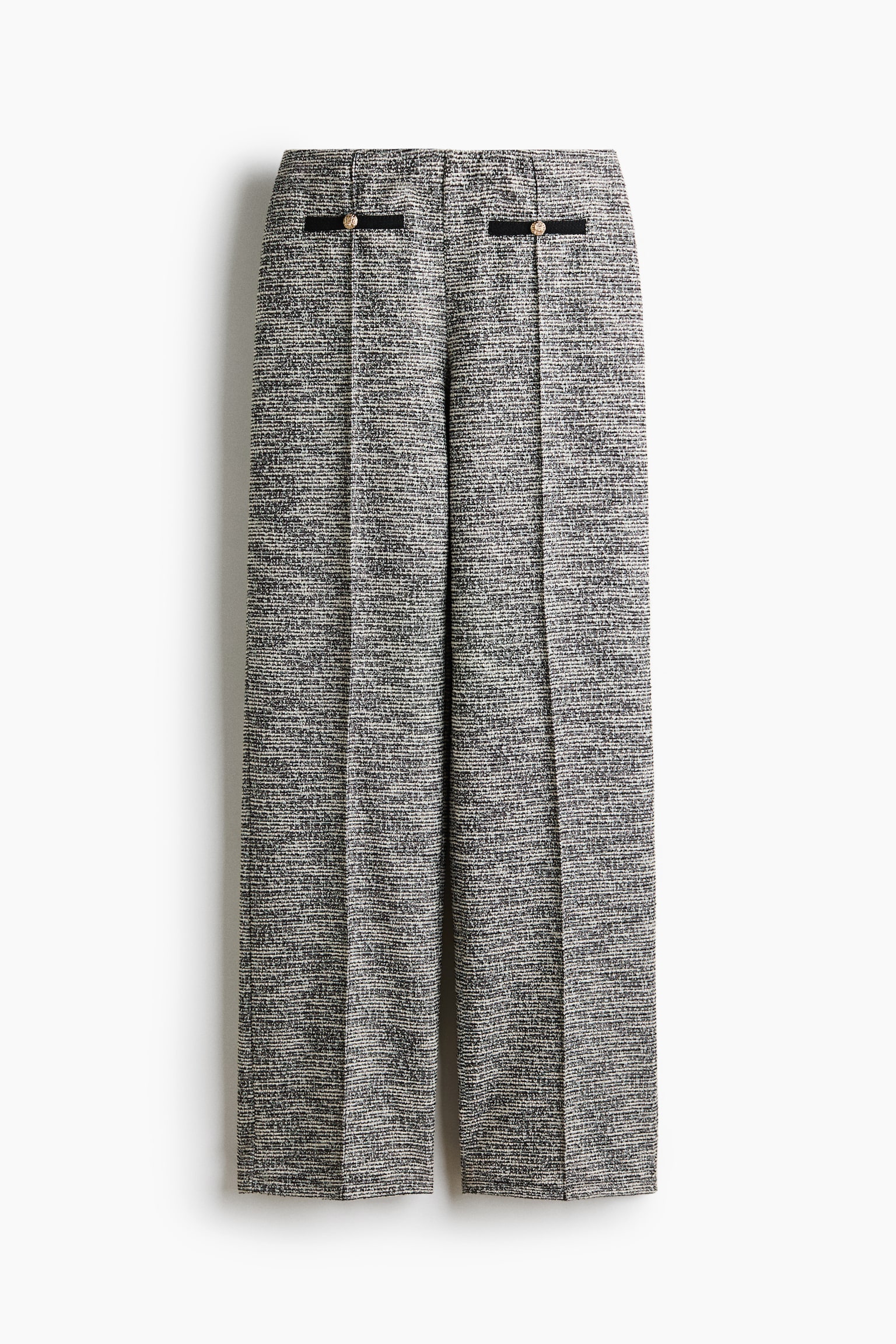 Schlupfhose aus Boucléstrick - Mattes Graumeliert/Cremefarben/Cremefarben - 1