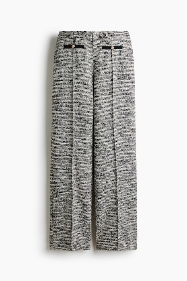 Pull-on bouclé-knit trousers - Dusty grey marl/Cream/Cream - 1