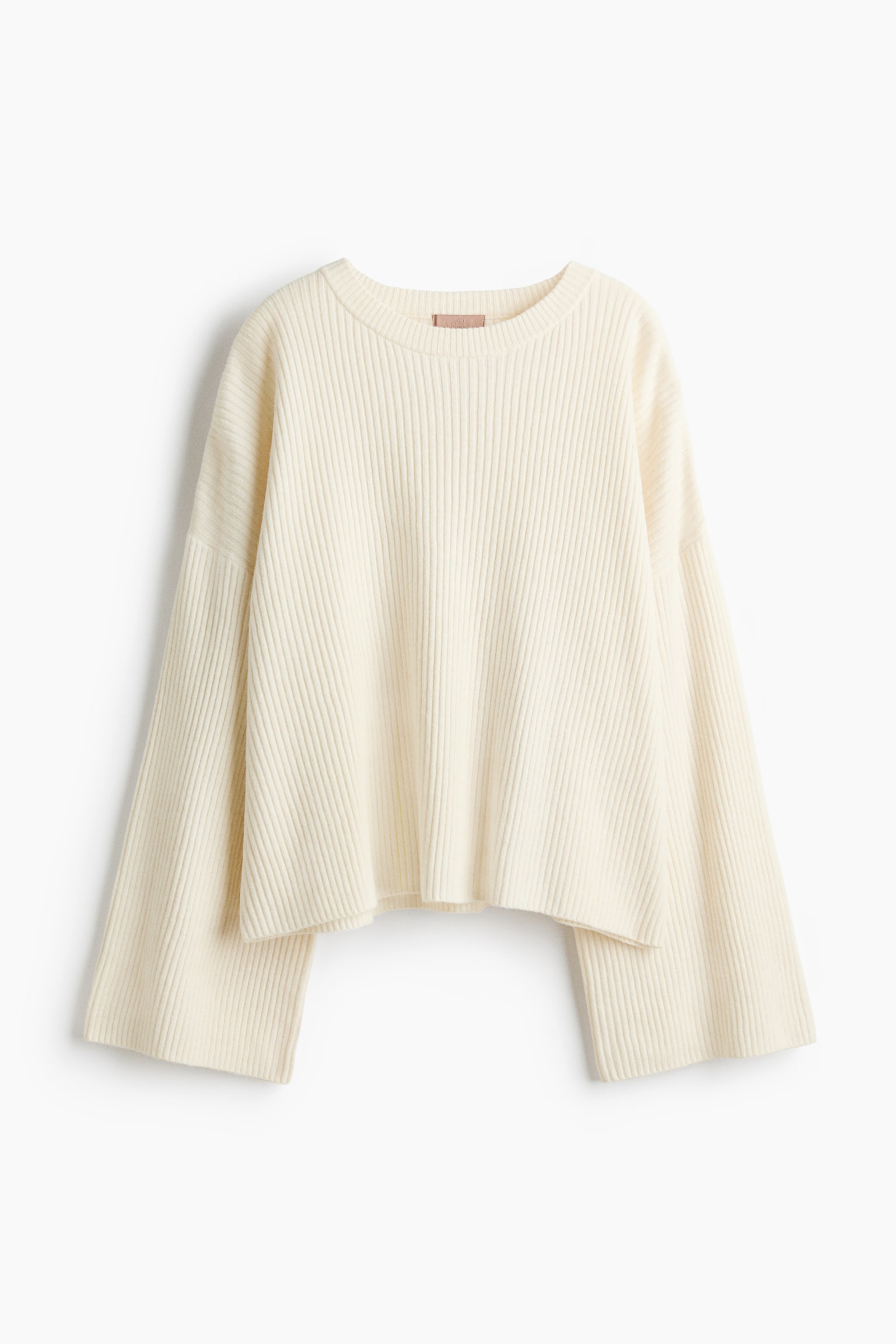 Rib-knit jumper - Cream/Greige/Dark brown