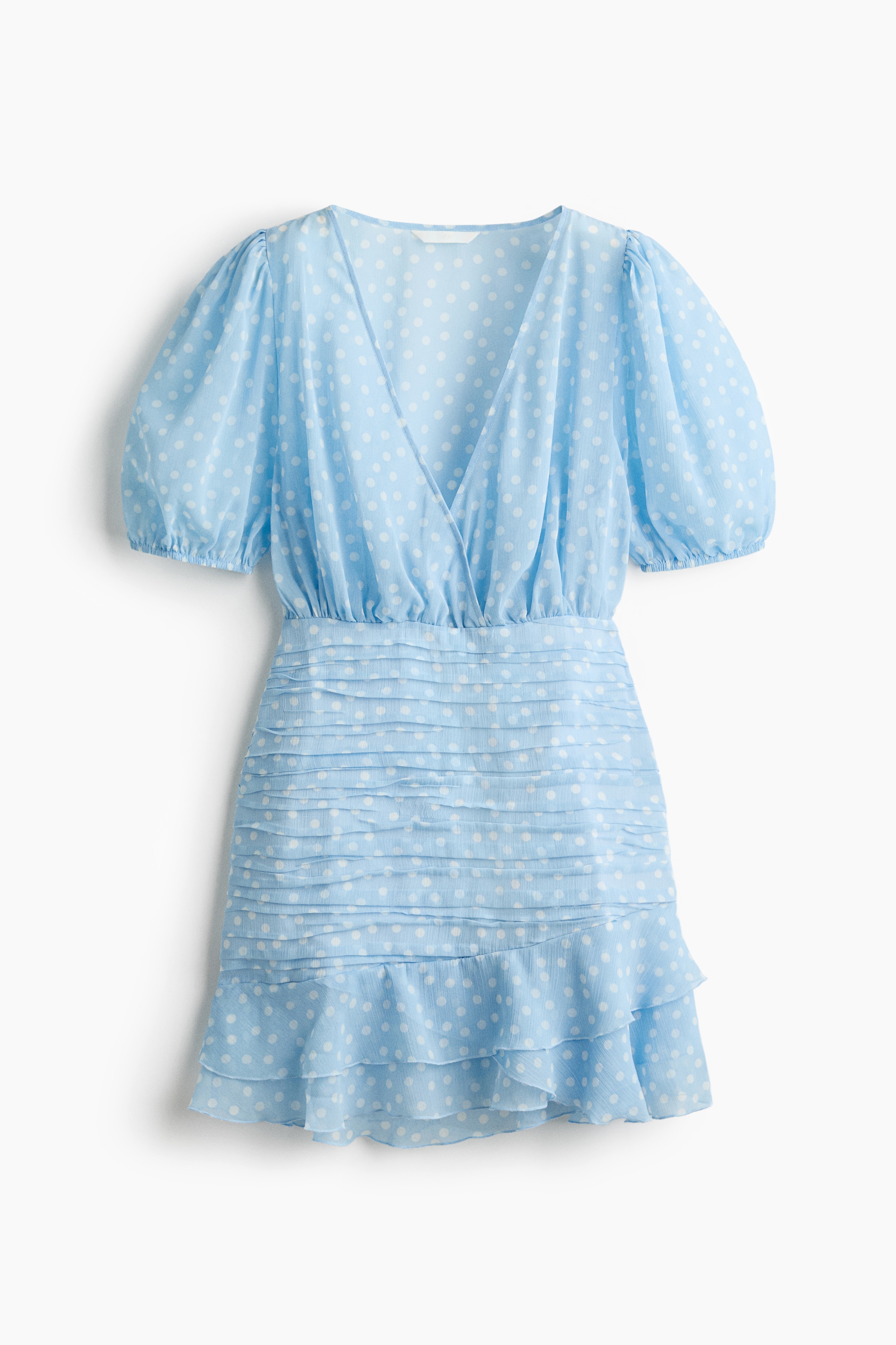 Robe à effet drapé - Bleu clair/pois