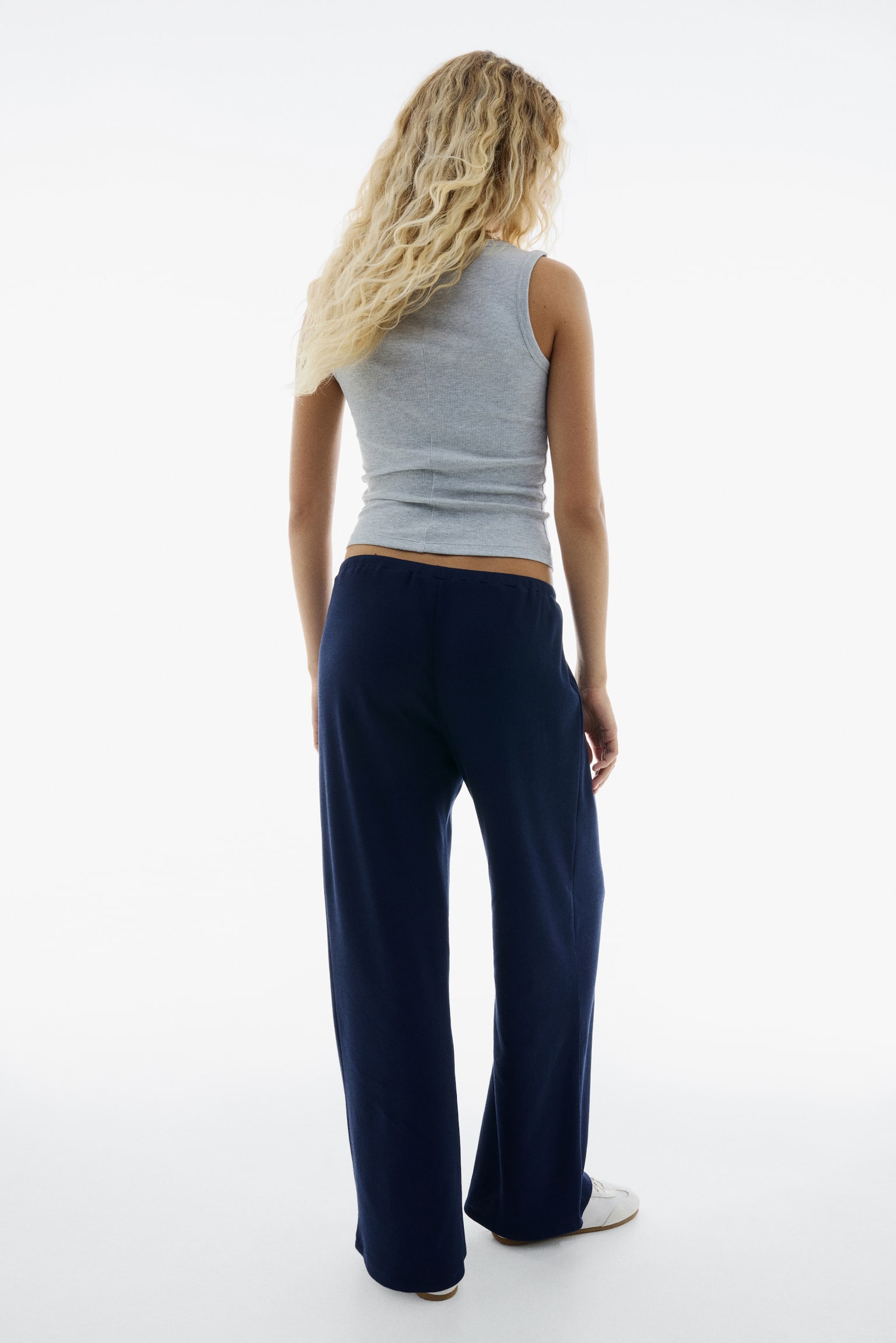 華夫格平紋長褲 - 海軍藍/蜜粉紅色/淺灰色 - 3