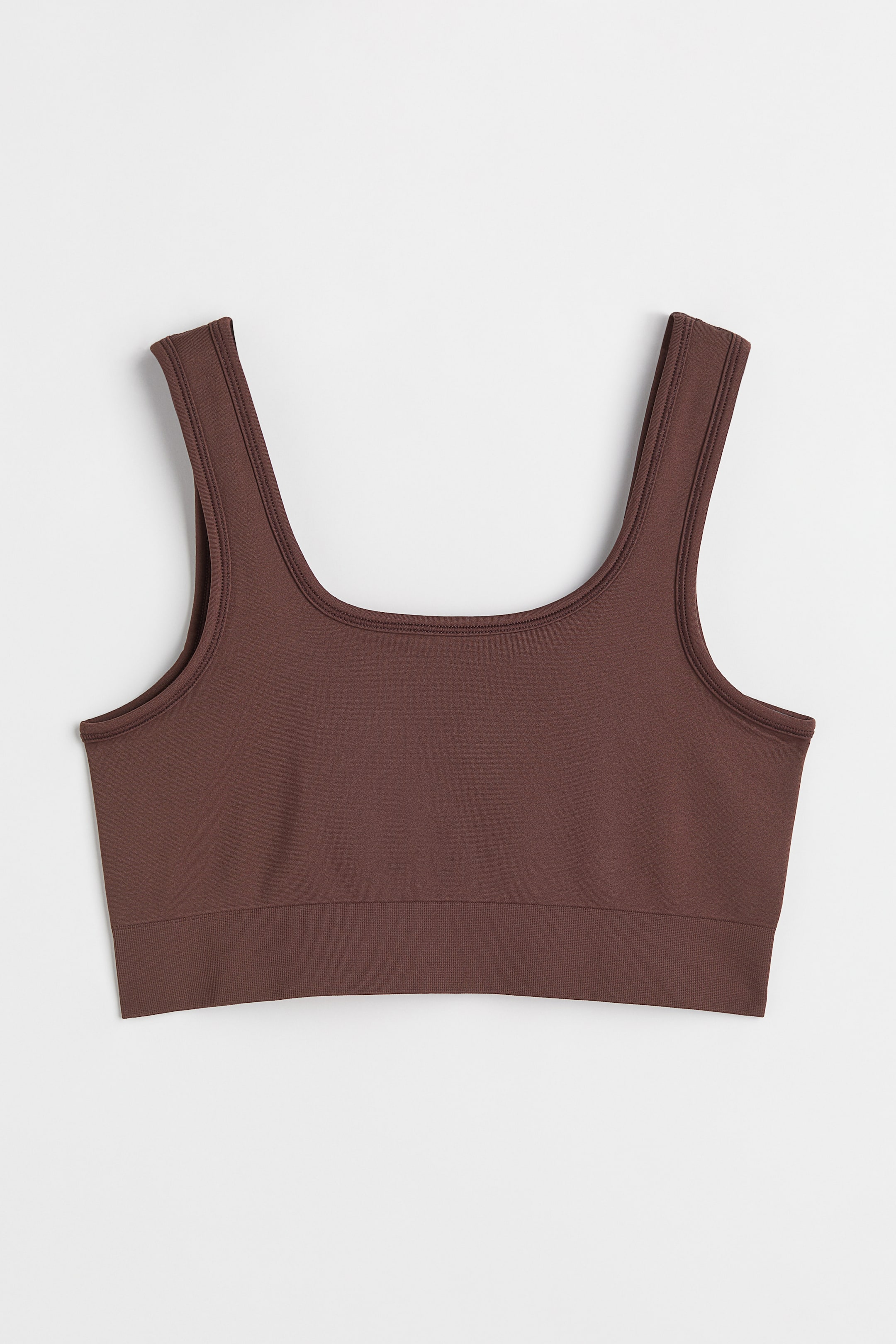 View larger image: Seamless Light Support Sports Bra - Dark brown - Ladies | H&M AU 1