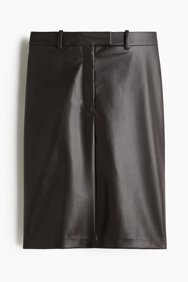 Knee-length pencil skirt - Dark brown/Black - 1