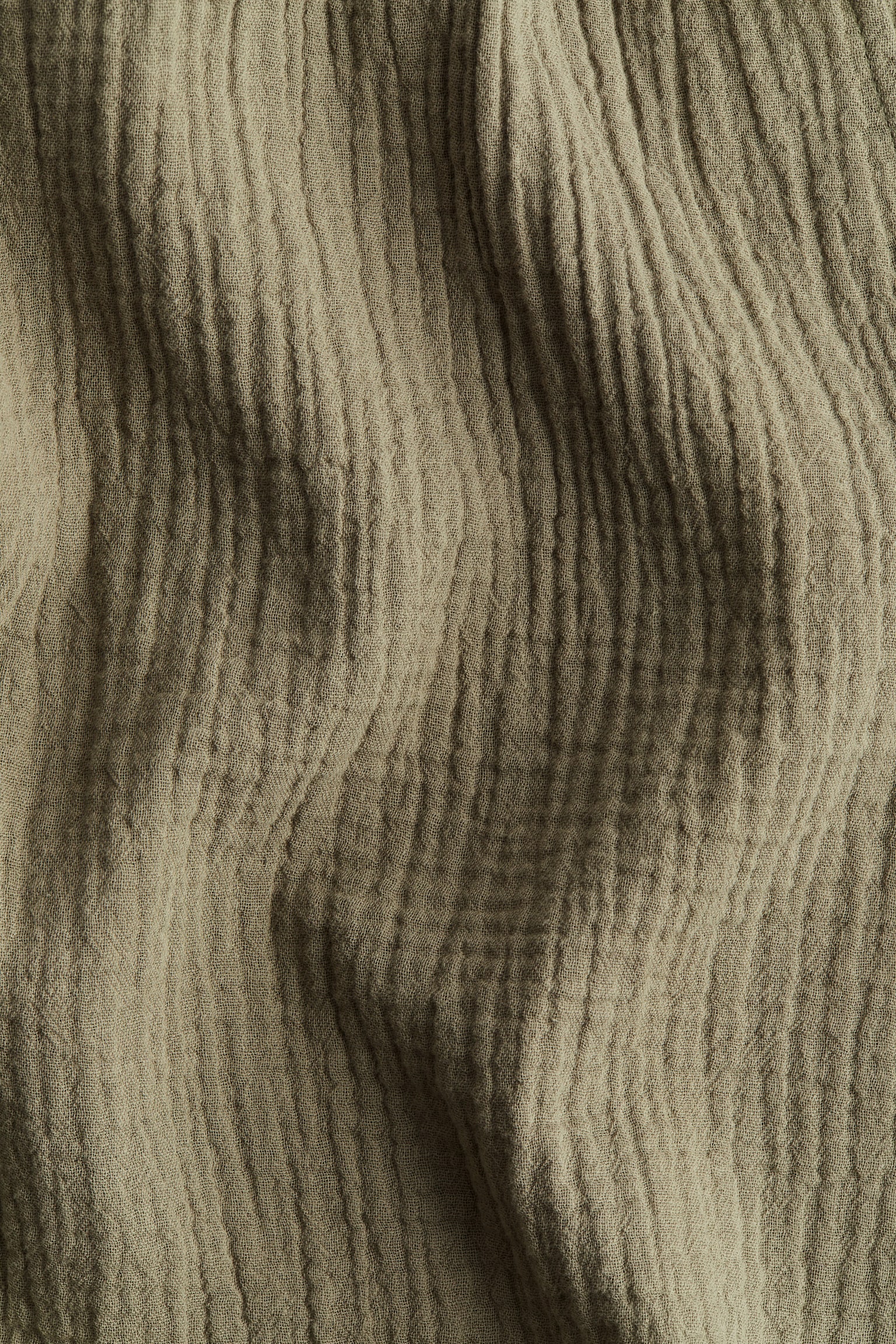 Frill-trimmed cotton blouse - Khaki green - 2