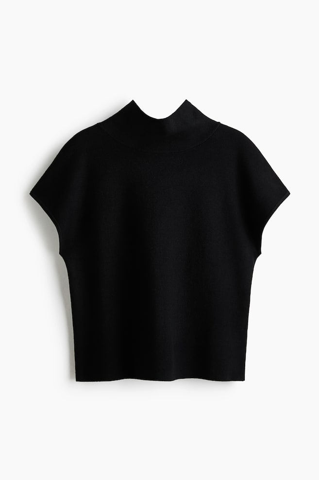 Feinstrickshirt mit Turtleneck - Schwarz/Cremefarben - 1