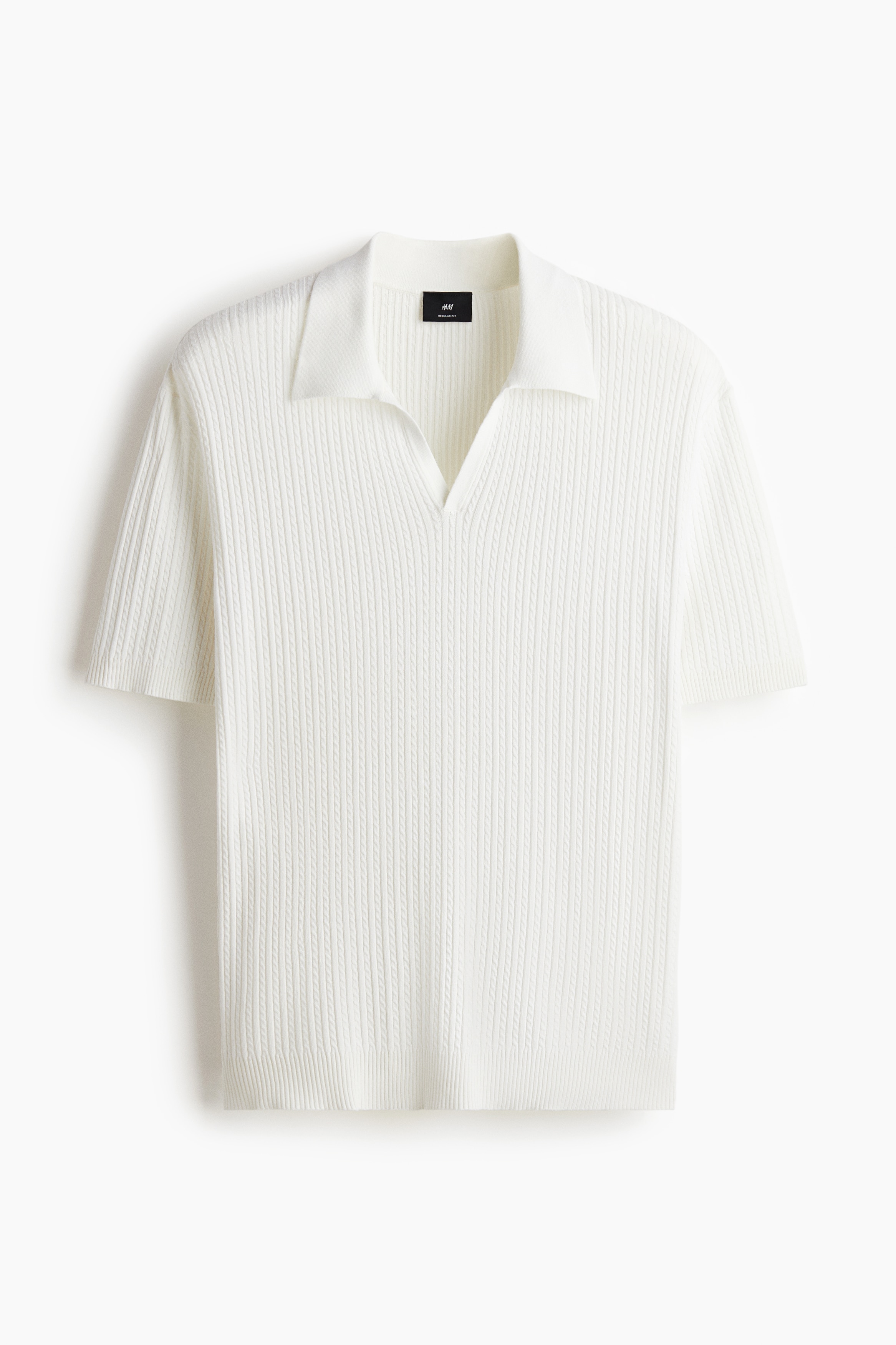 Polo in maglia a trecce Regular Fit - Bianco/Beige
