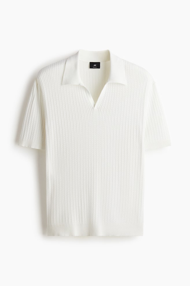Polo in maglia a trecce Regular Fit - Bianco/Beige - 1