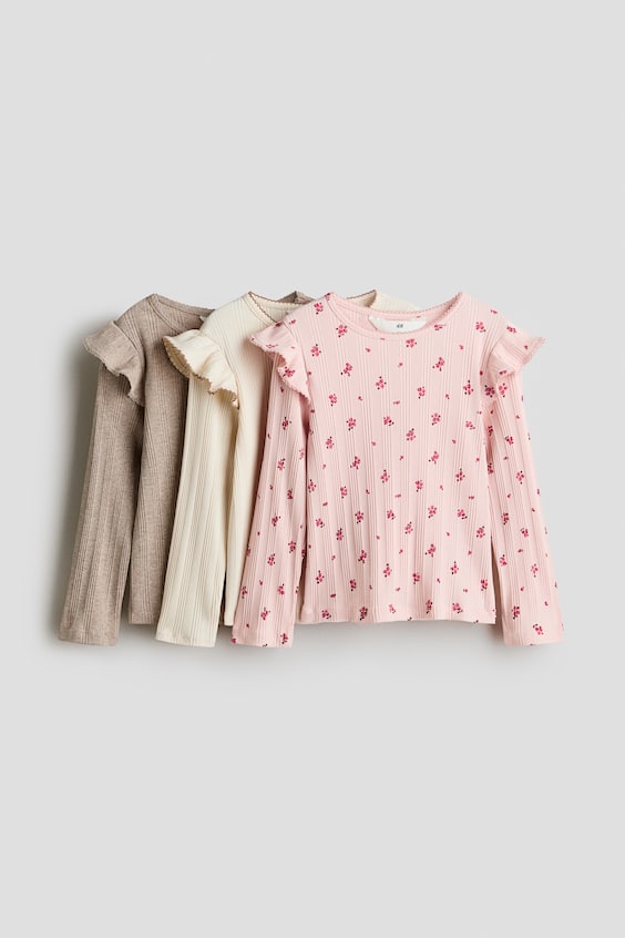 Детские топы H&M 3-Pack Ruffled Cotton Tops