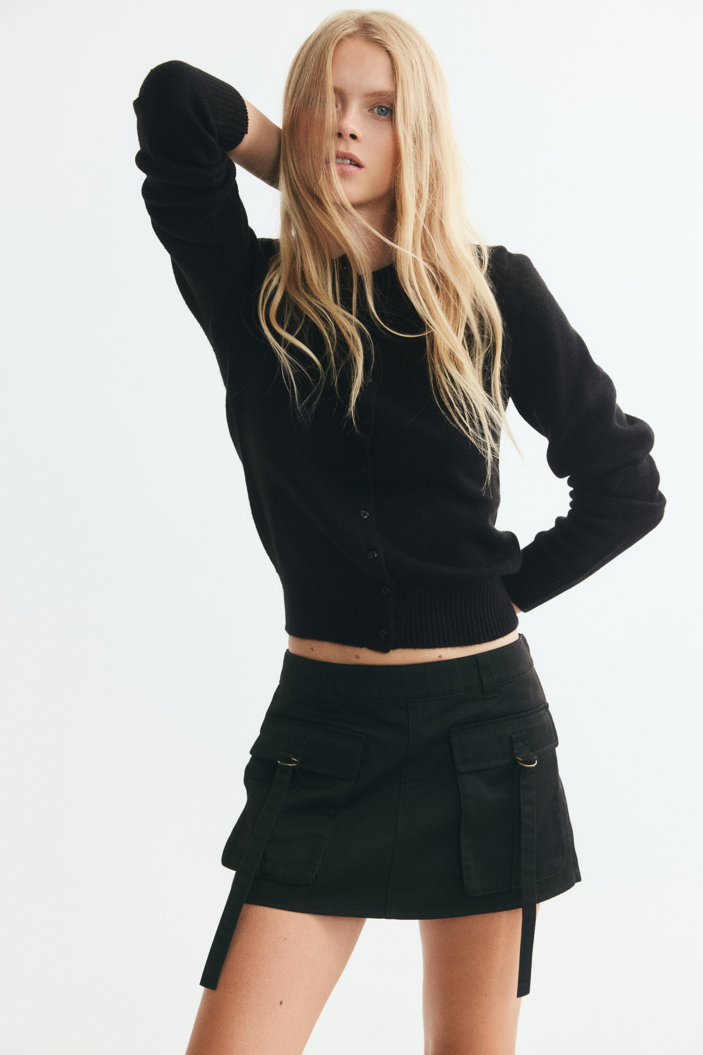 Textured-knit cardiganModel