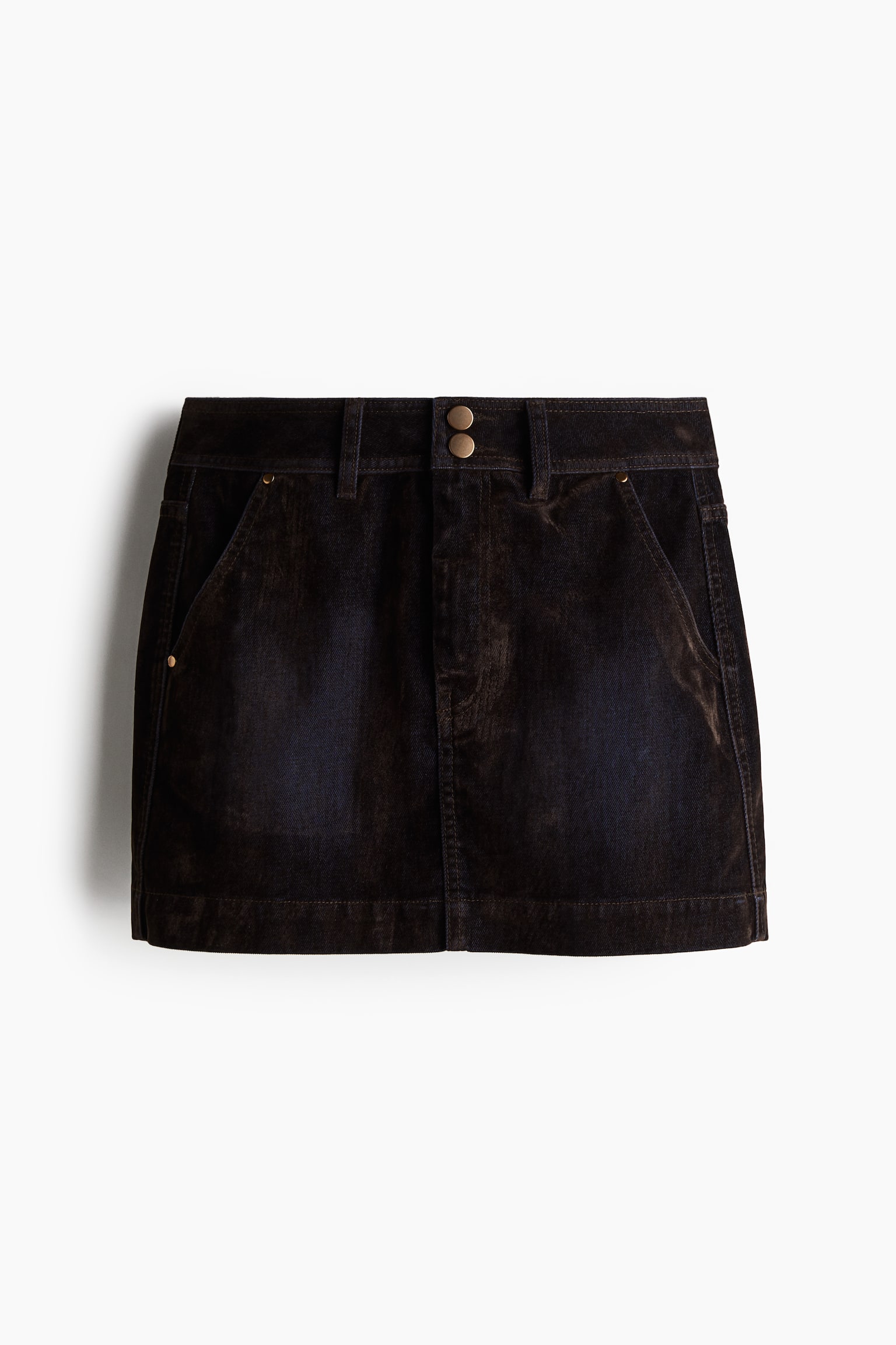 Женская юбка H&M Flocked Denim Skirt, цвет: Чёрный — фото 1