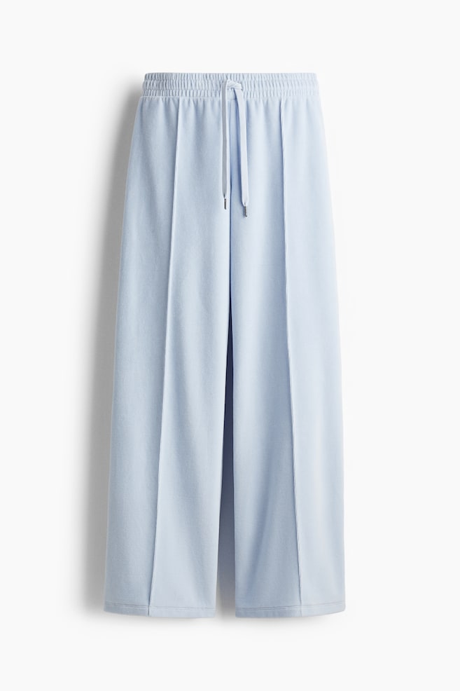 Wide-Leg Velour Joggers - Light blue/Dark brown/Gray melange/Navy blue - 1