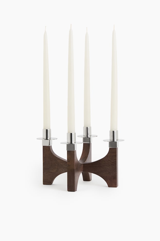 Wooden Candelabra - Dark brown - 1