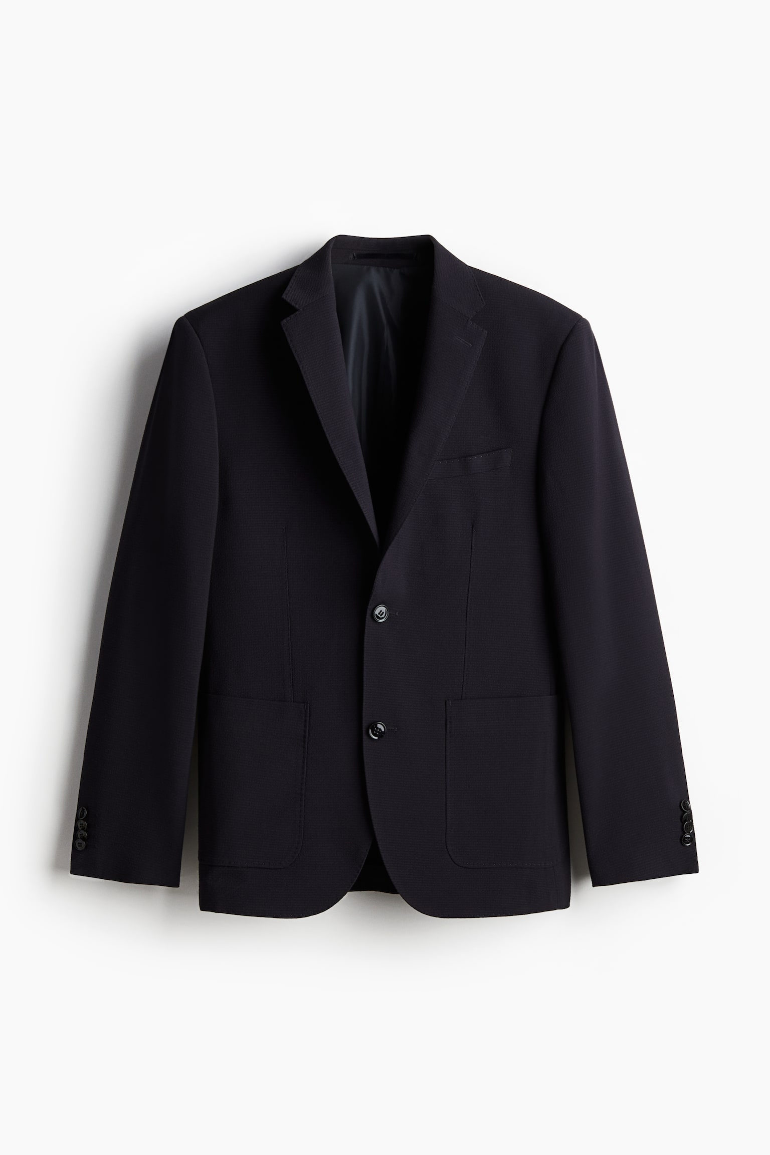 Slim Fit Seersucker jacket - Navy blue - 1