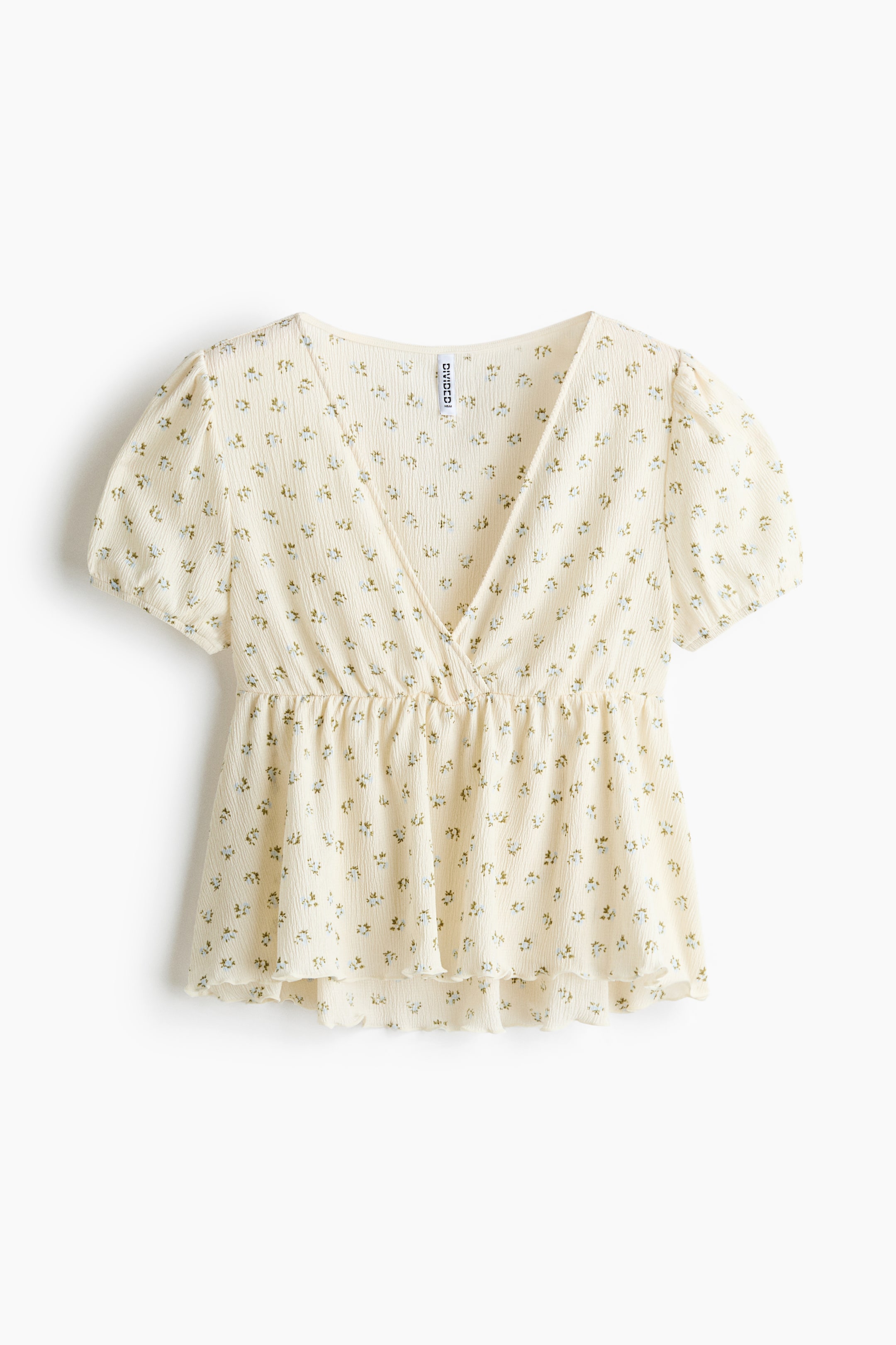 View larger image: Crinkled Jersey Top - Cream/floral - Ladies | H&M US 1