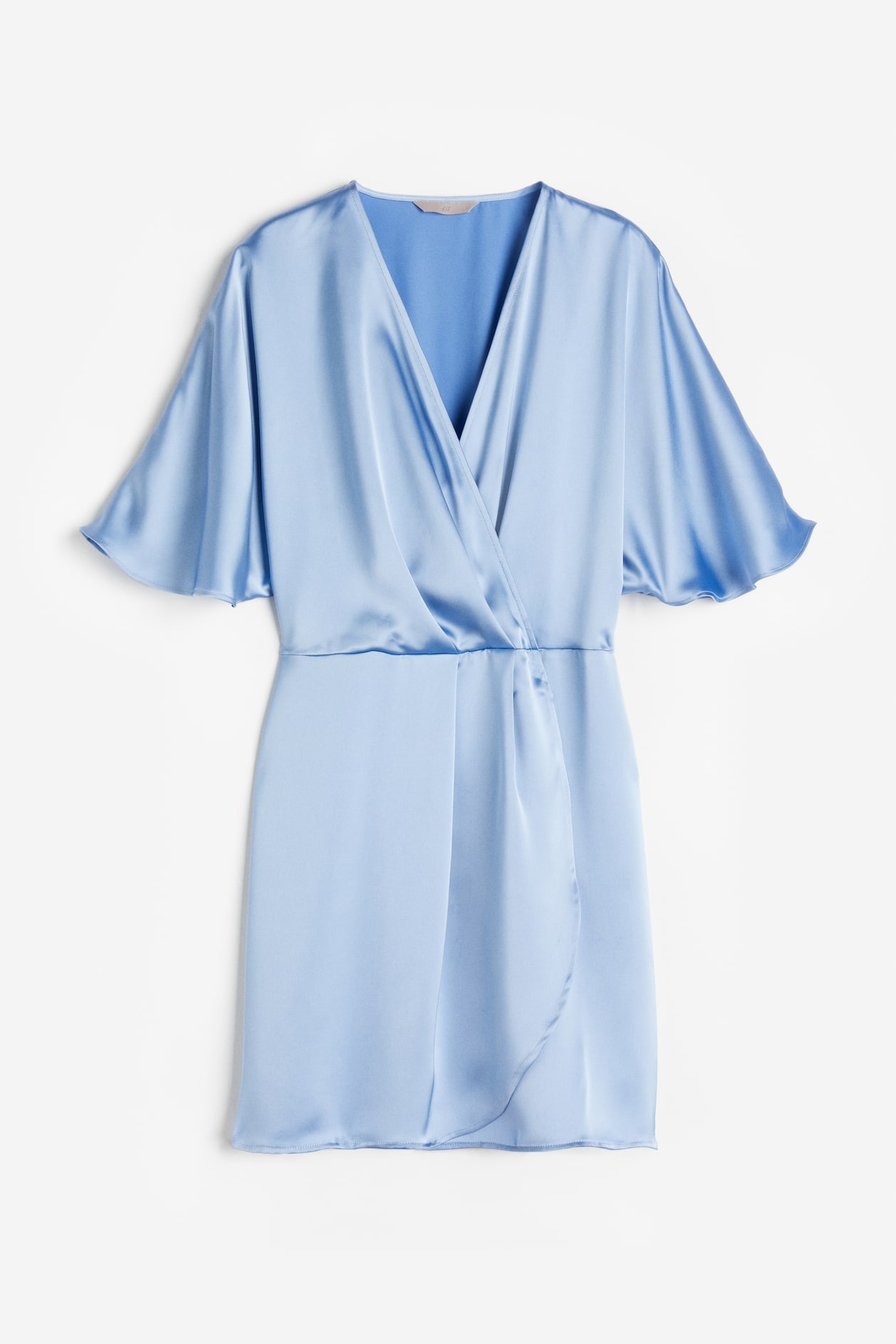 Satin Wrap-front Dress Light blue Ladies H&M US