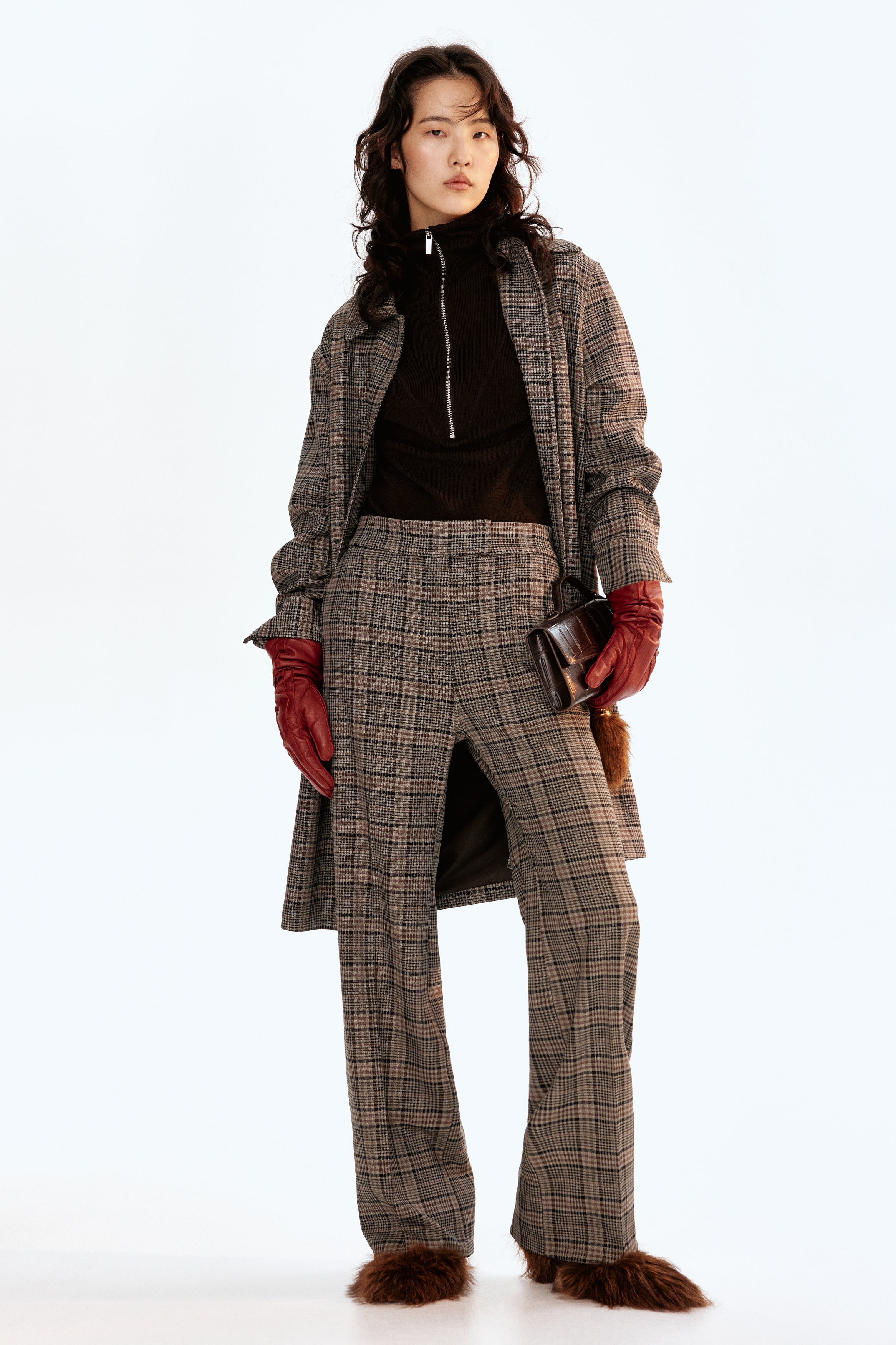 Ladies - Mole/Checked Tailored trousers - Size: 10  - H&M