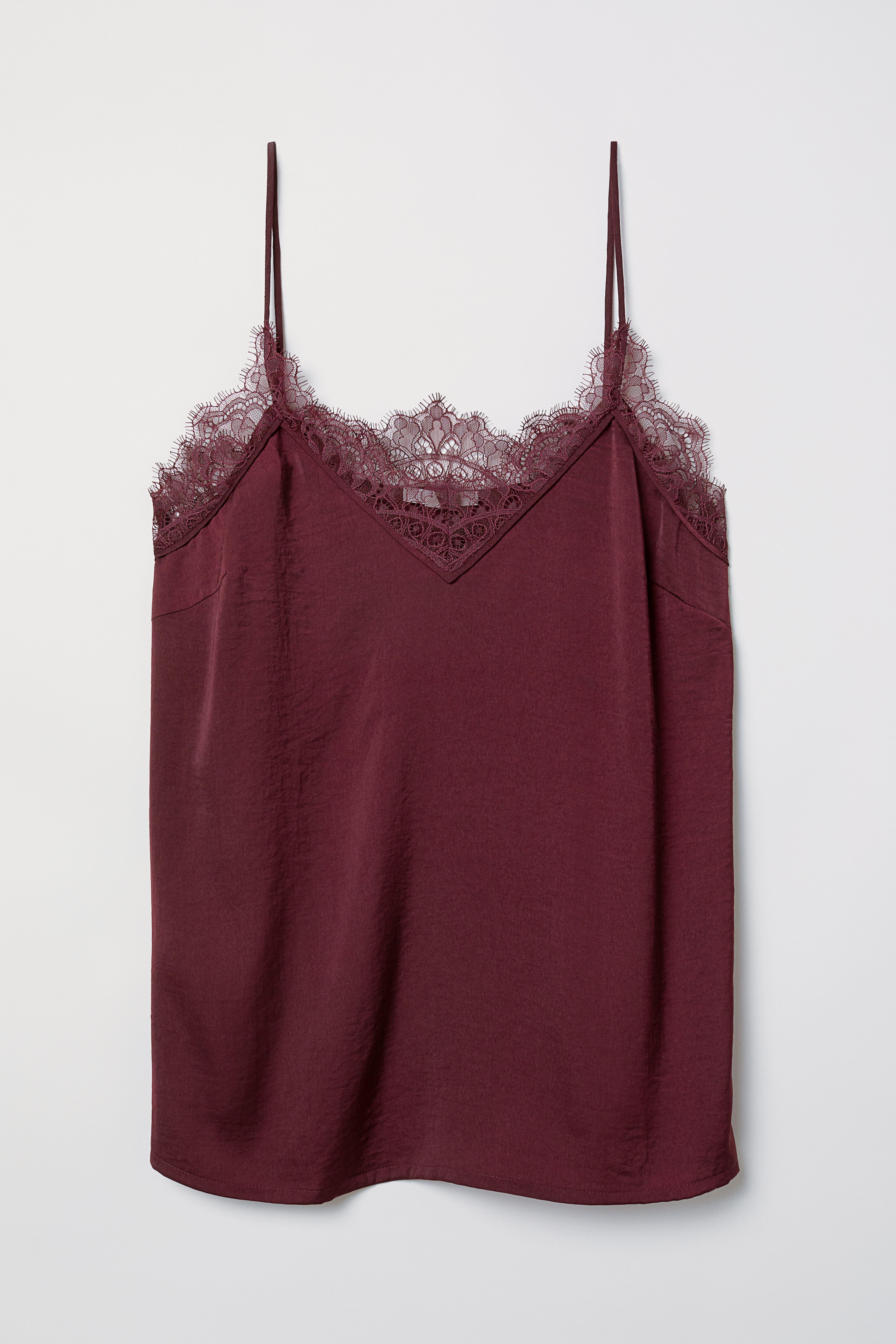 Satin Camisole Top Burgundy Ladies H M CA