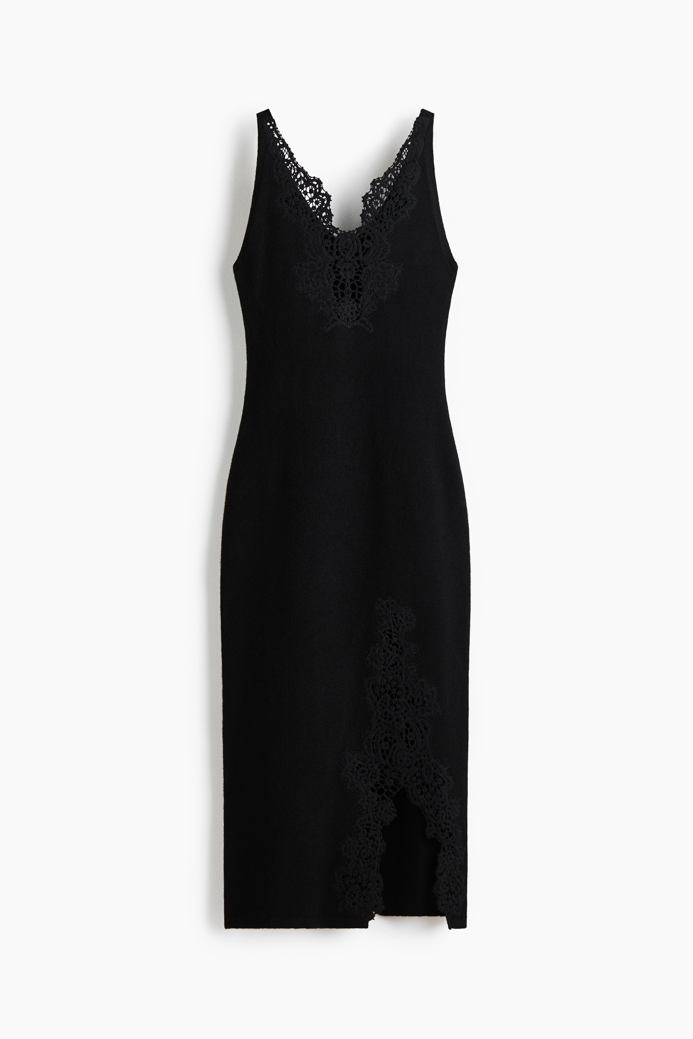 Rochie cu bordură de dantelă - Negru