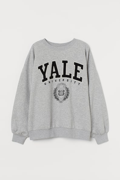 Printed sweatshirt - Round neck - Long sleeve - Light grey marl/Yale ...