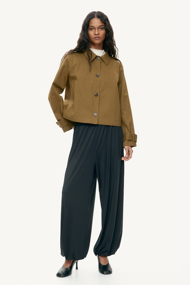 Veste façon trench en coton - Vert kaki foncé/Beige/Beige foncé - 3