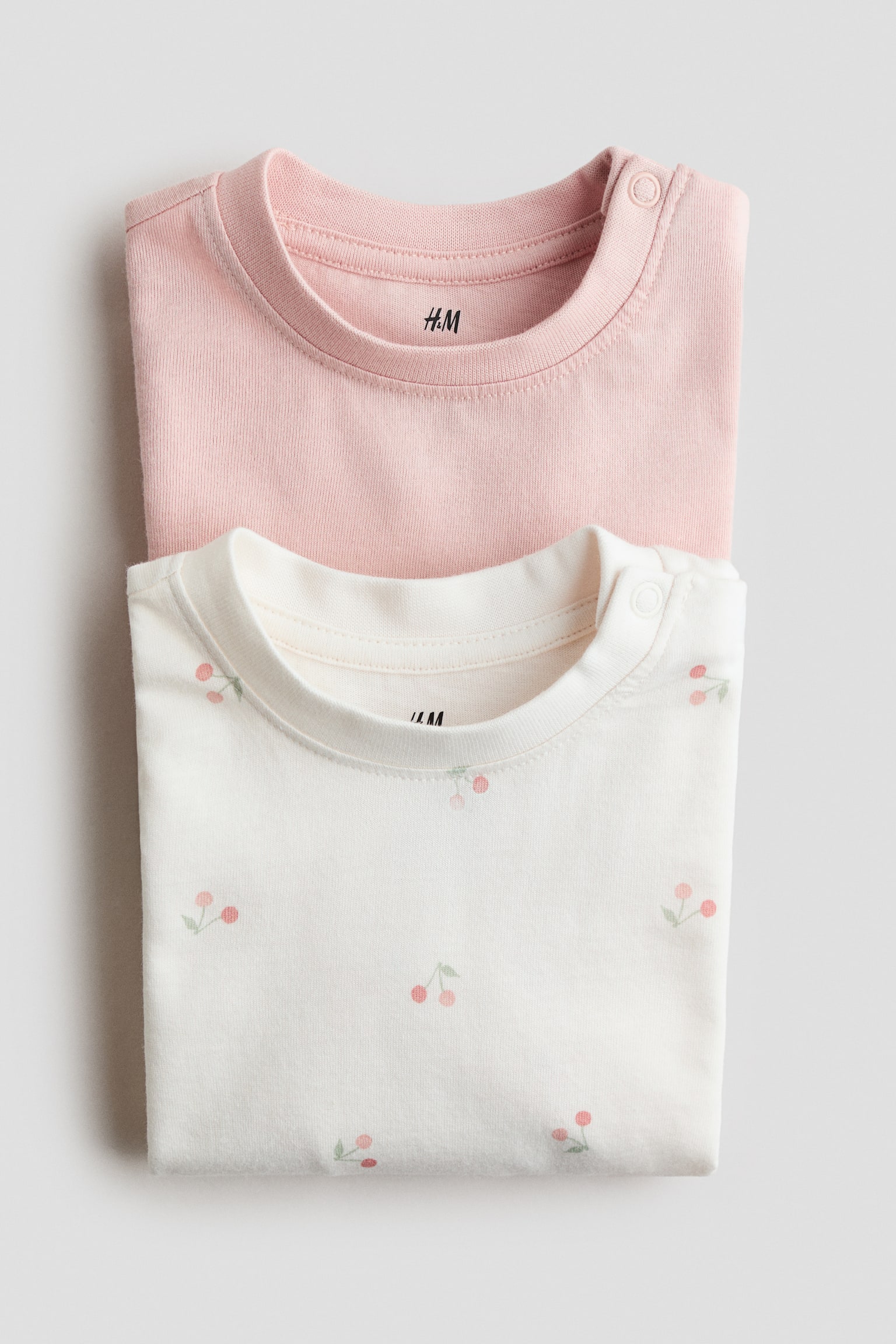 Set van 2 tricot shirts met lange mouwen - Lichtroze/kersen/Lichtblauw/voertuigen/Lichtblauw/voertuigen/Lichtroze/hartjes/Marineblauw/gestreept - 3