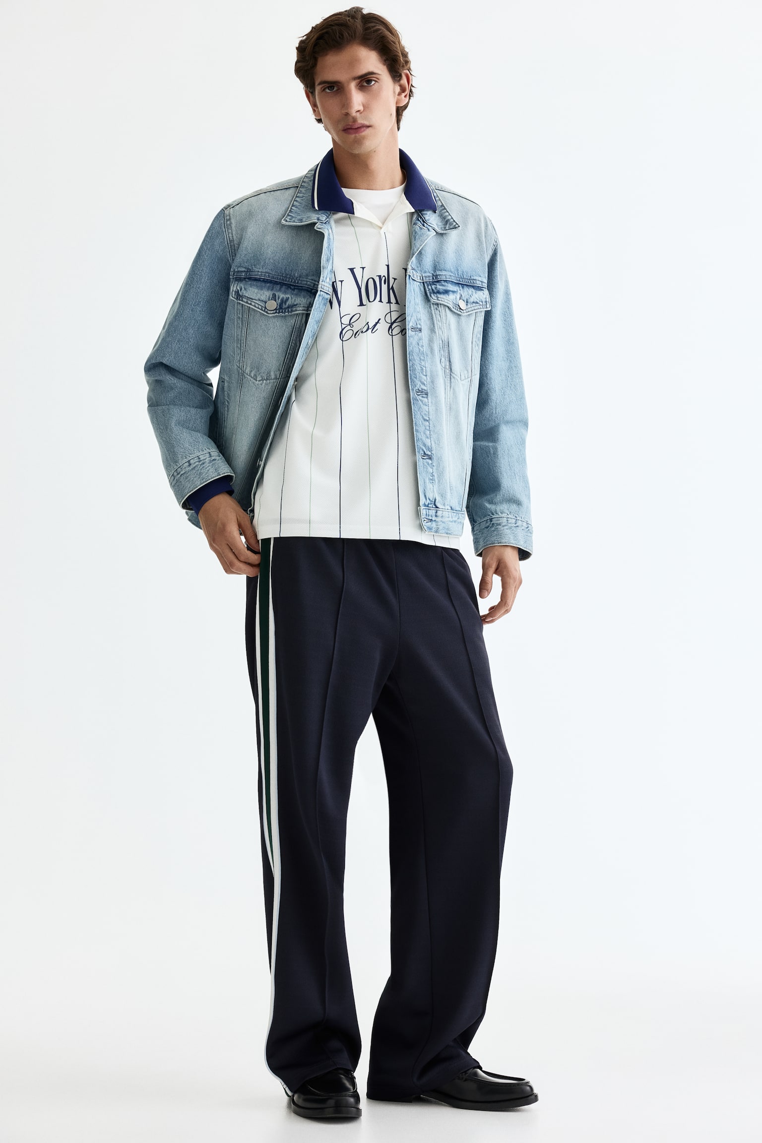 Relaxed Fit track pants - Navy blue/Stripes/Brown/Stripes - 1
