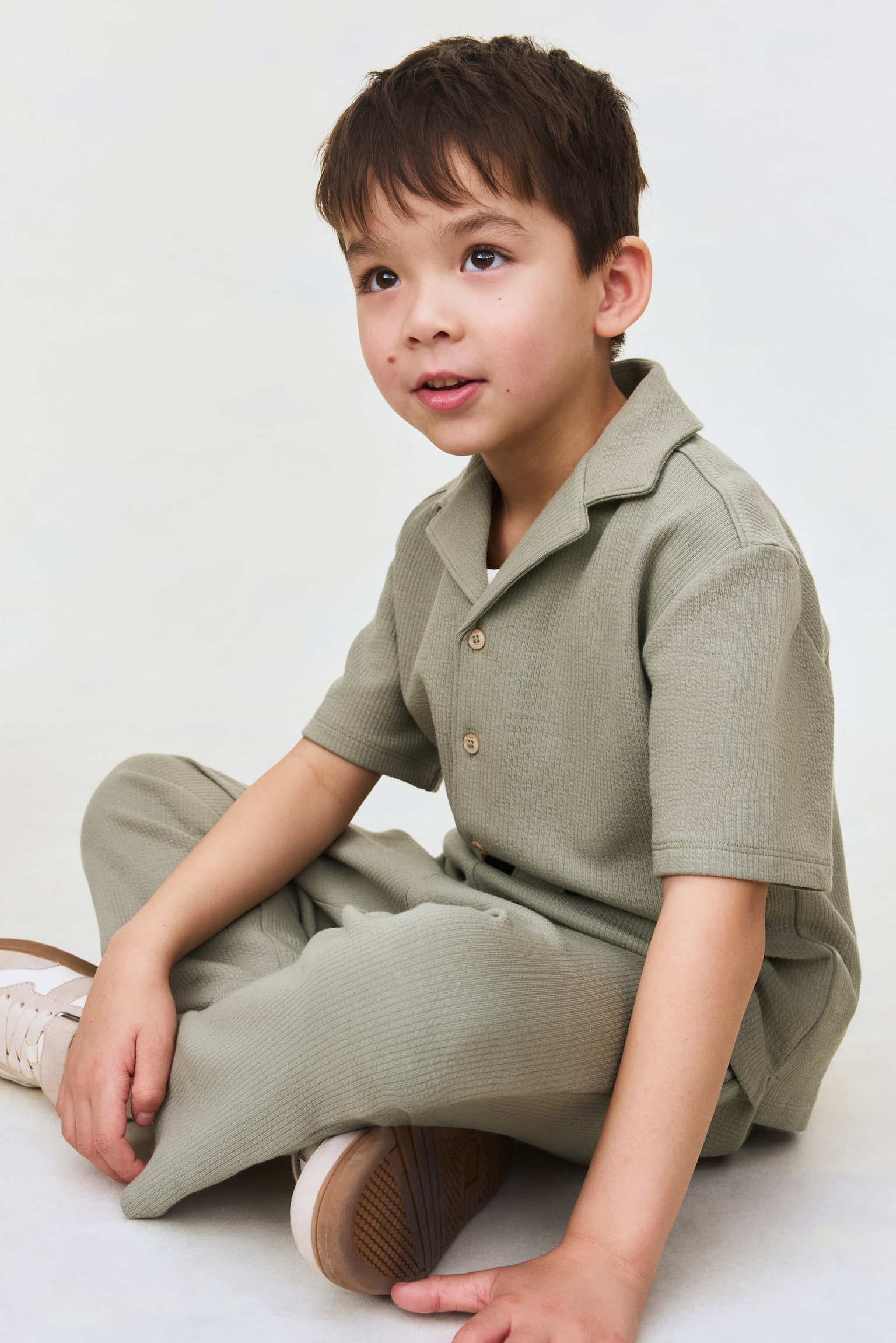 Набір із 2 виробів із фактурної бавовни - Зелений хакі - 7