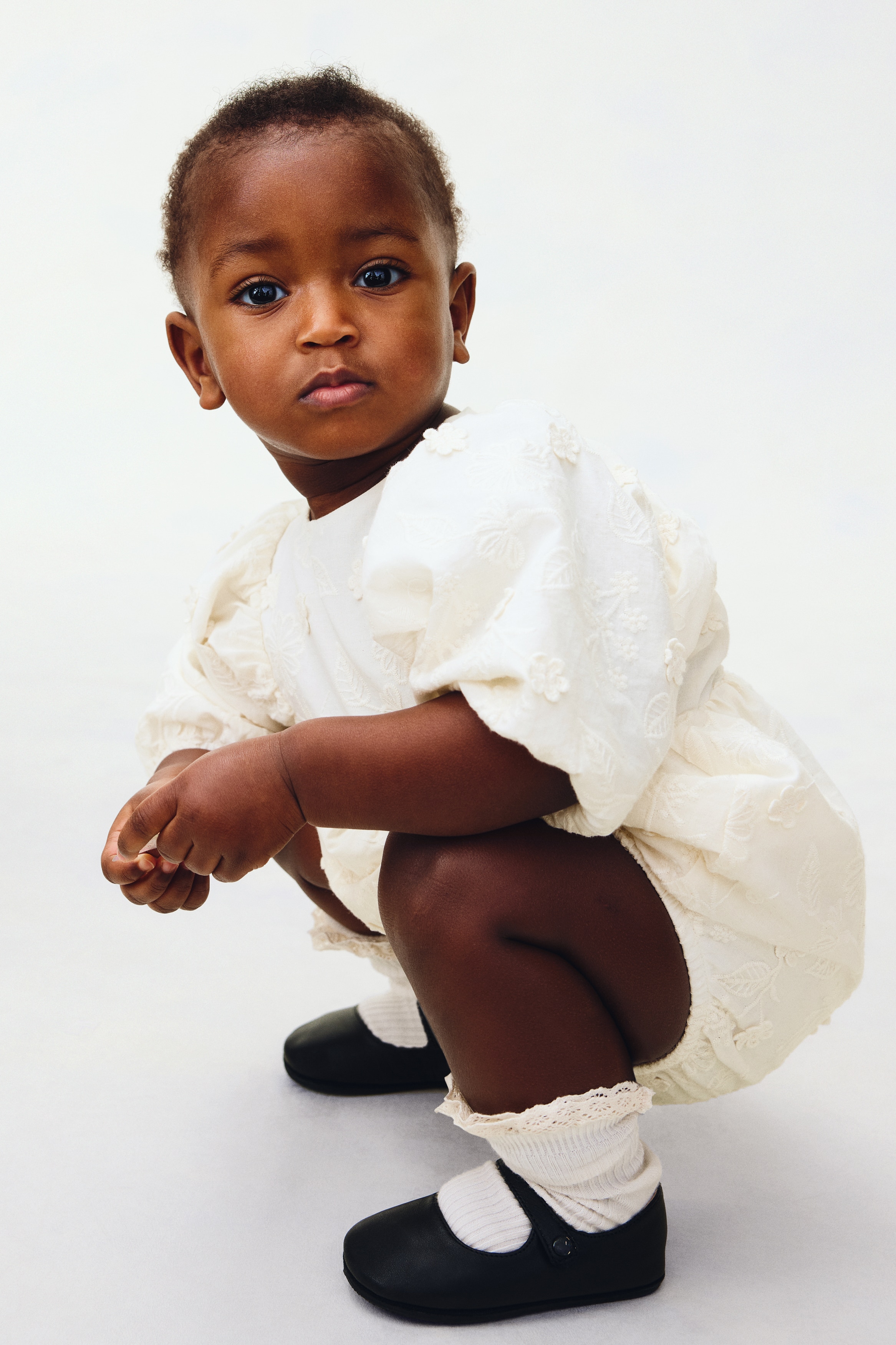 イギリス刺繍ロンパース - クリーム