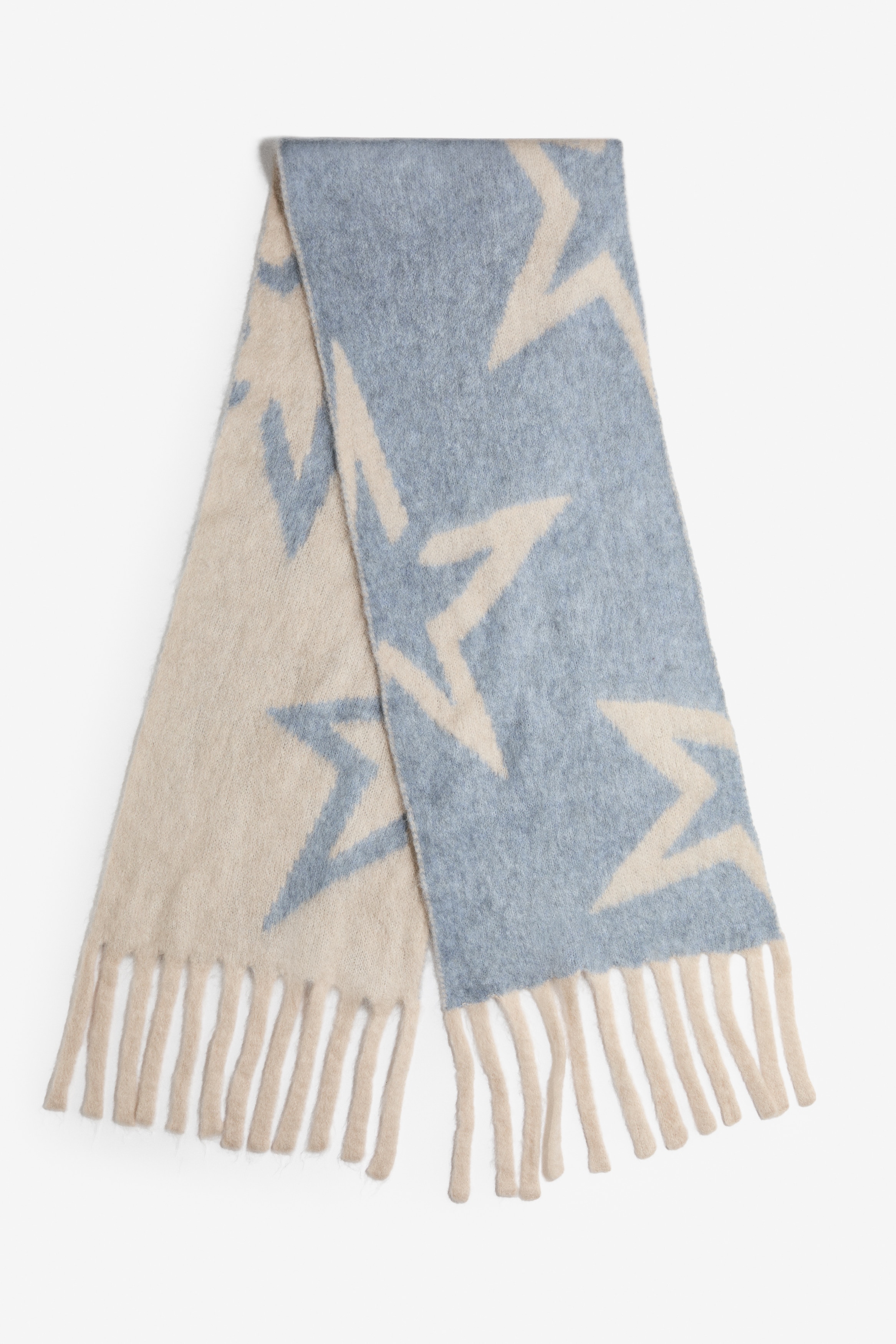Mohair-blend scarf - Light blue/Cream
