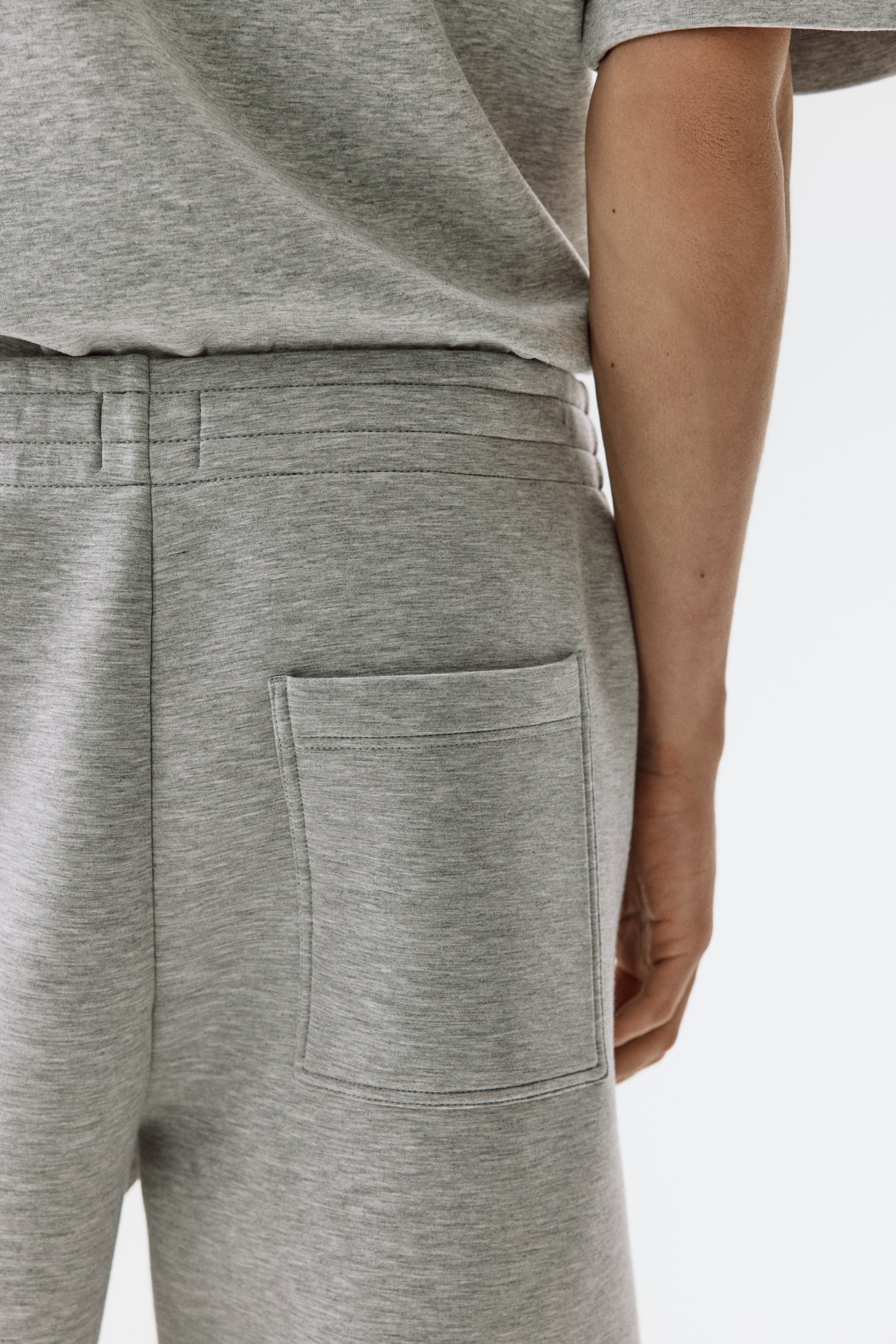 Short décontracté en scuba - Gris clair chiné/Crème/Vert ancien clair/Vert kaki foncé - 4