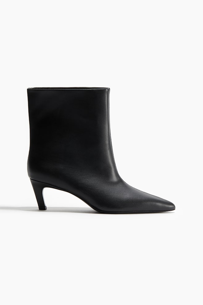 Heeled ankle boots - Black/Dark brown/Crocodile pattern - 1