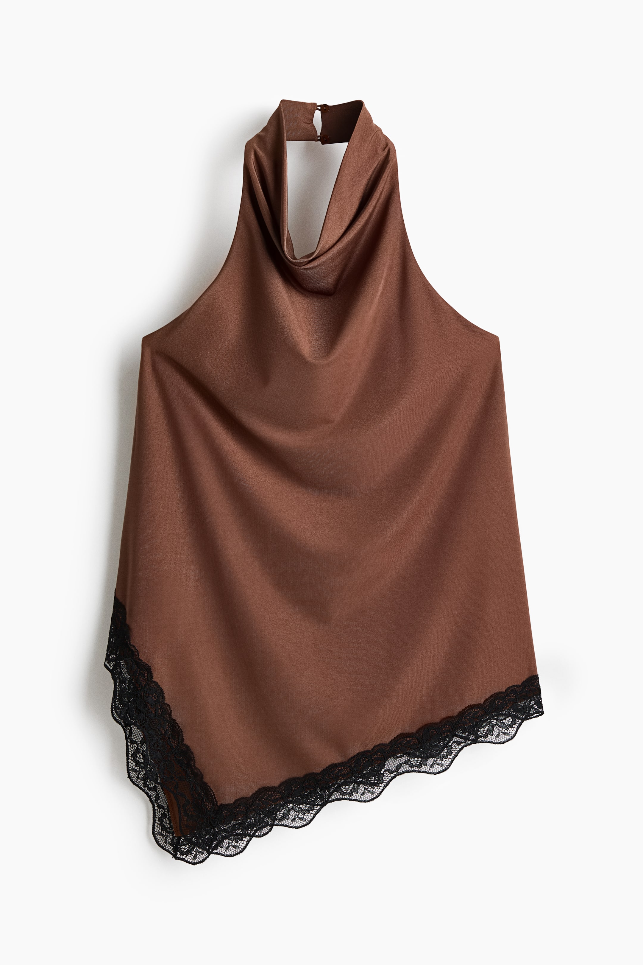 View larger image: Lace-trimmed halterneck top - Brown - Ladies | H&M IE 6