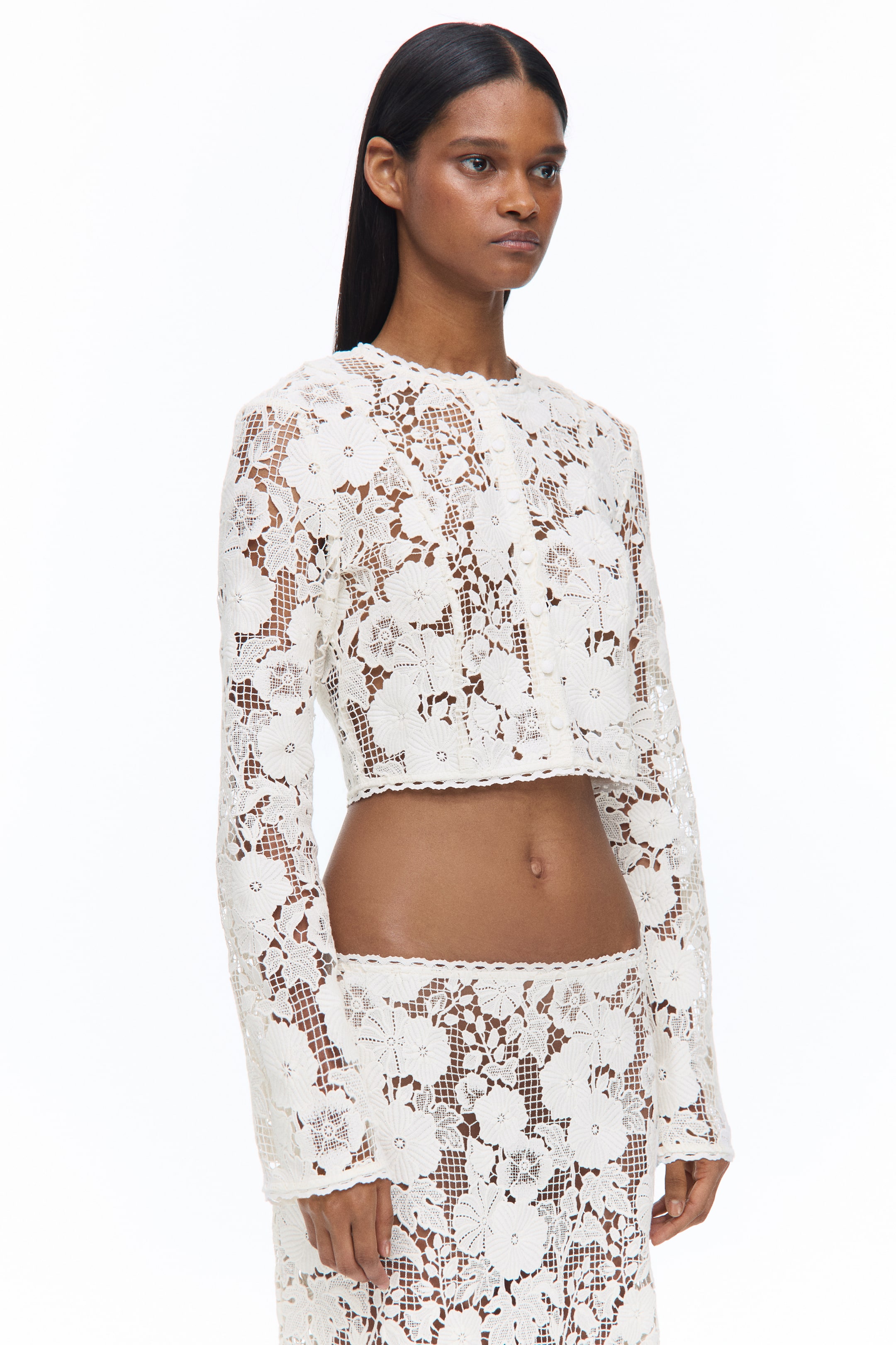 Bow-Front Lace Top
