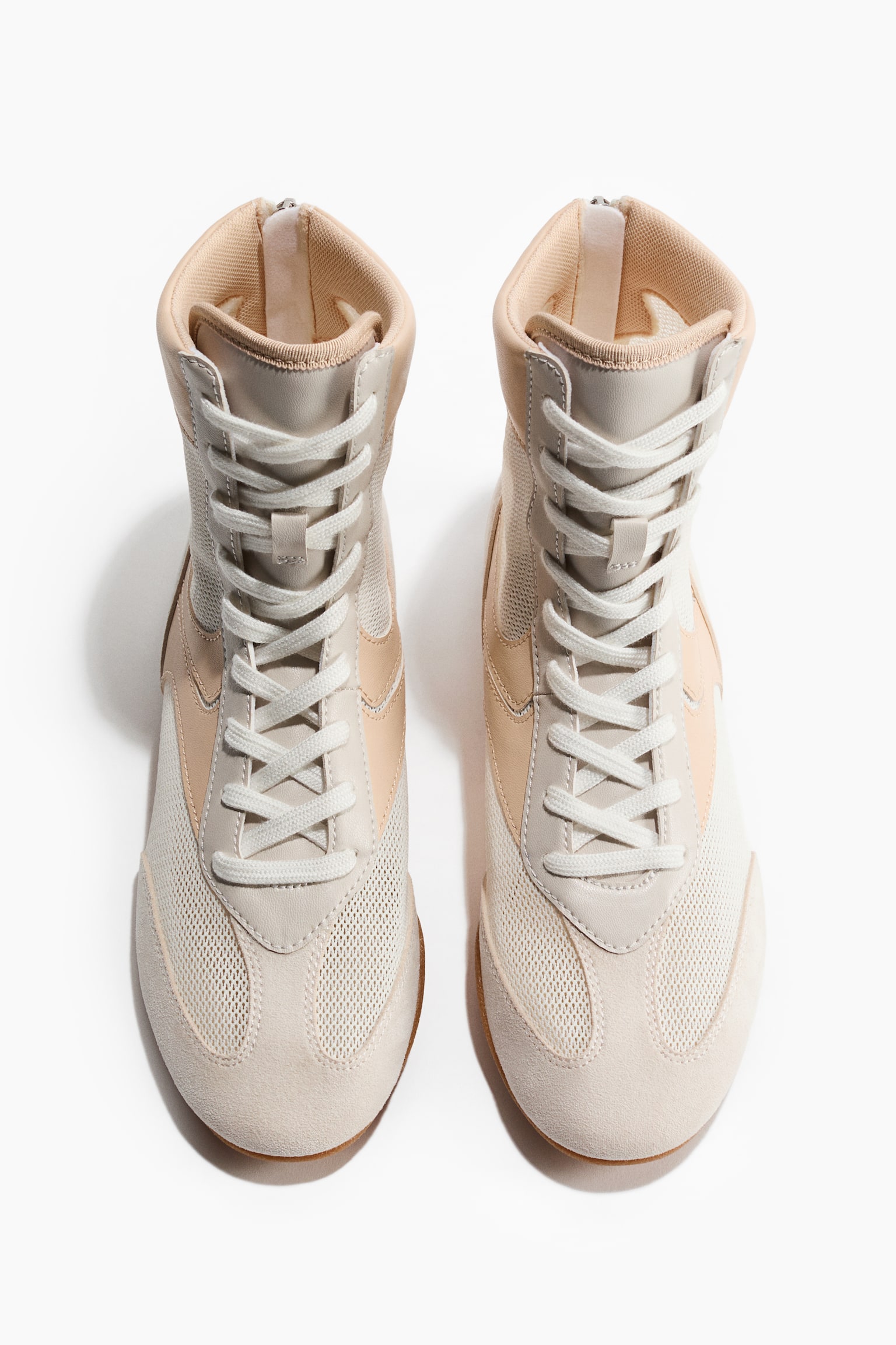 Hi-top mesh trainers - Cream/Light beige - 2