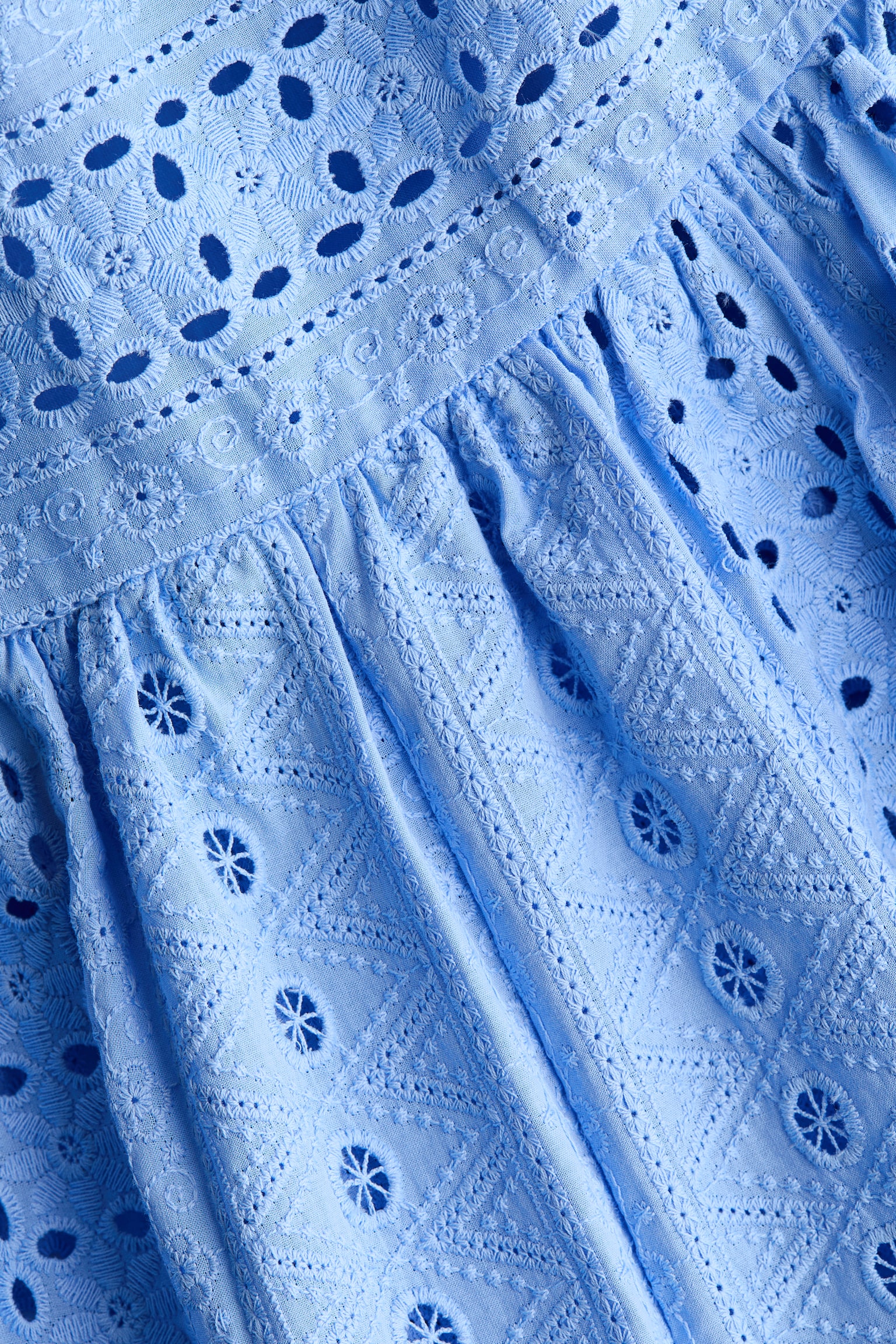 Broderie anglaise poplin dress - Blue - 4