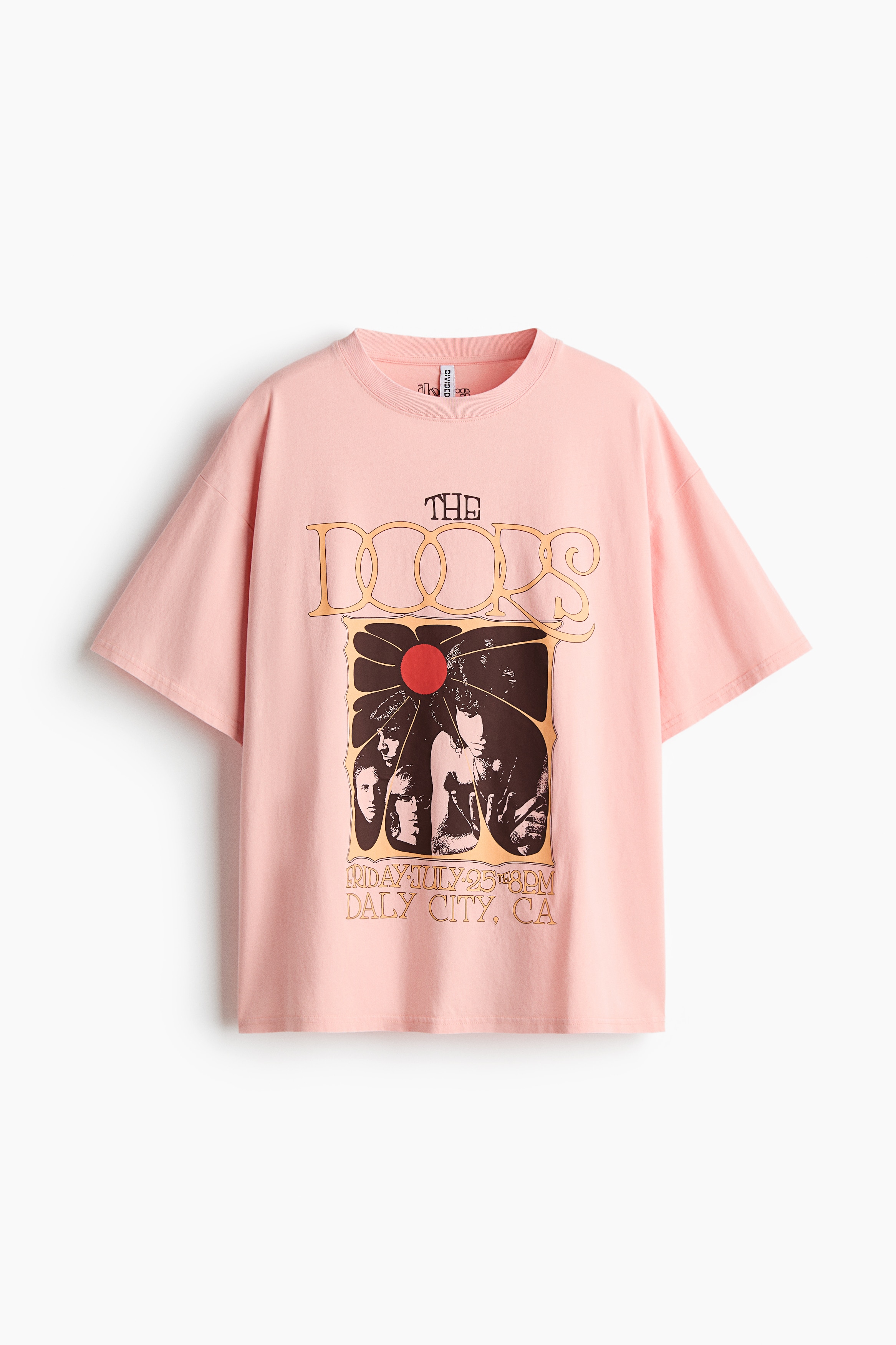 Baskı Motifli Oversize Tişört - Toz pembe/The Doors/Koyu kahverengi/Pacha/Krem/Pacha/Gri/Capri/Açık bej/Monet/Turuncu/Pacha/Açık turuncu/Grateful Dead/Siyah/Pink Floyd