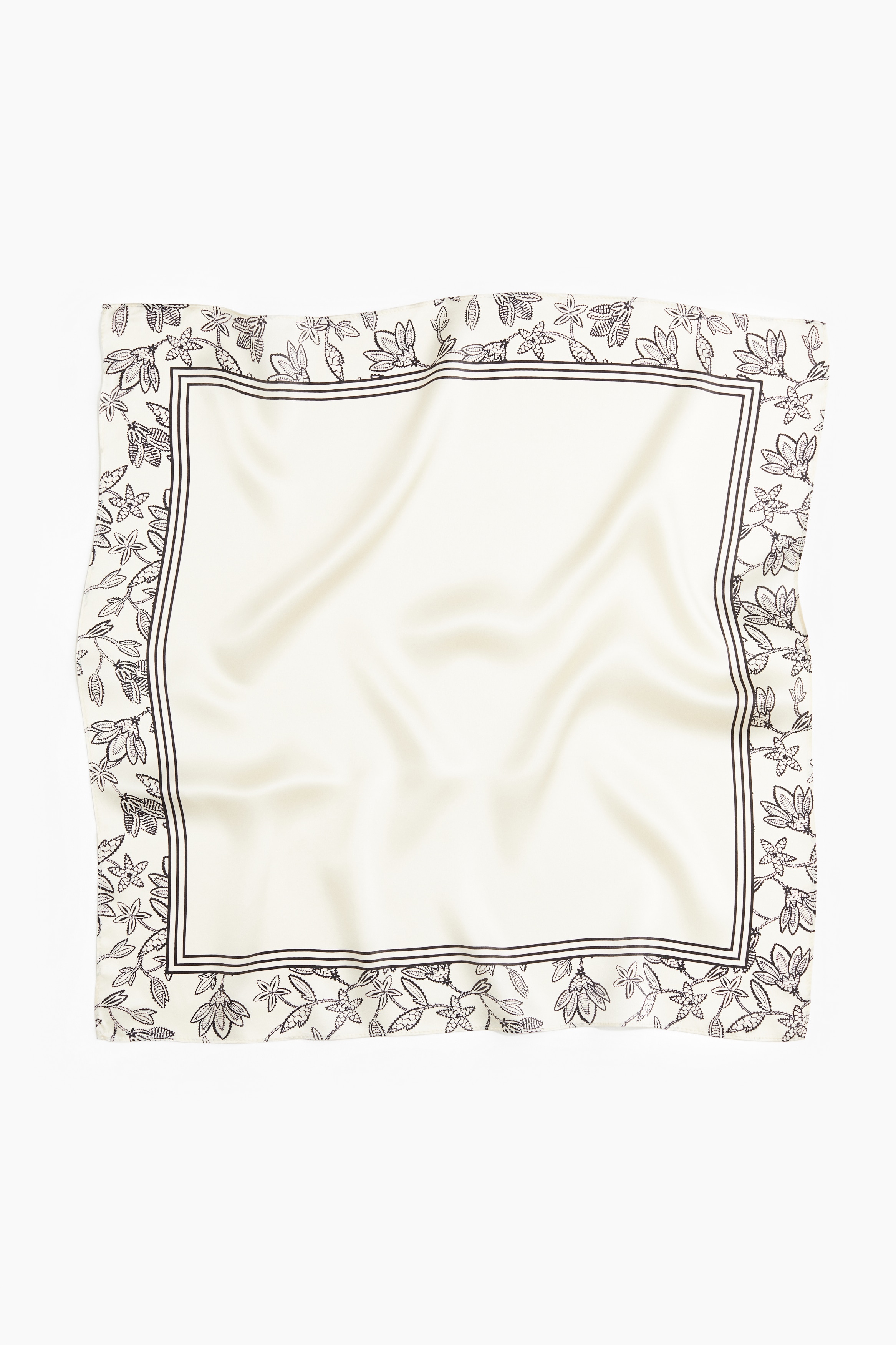 Foulard in seta con stampa - Crema/fiori/Verde kaki/motivo cashmere/Beige chiaro/verde kaki/Blu navy/nodi/Blu navy/verde