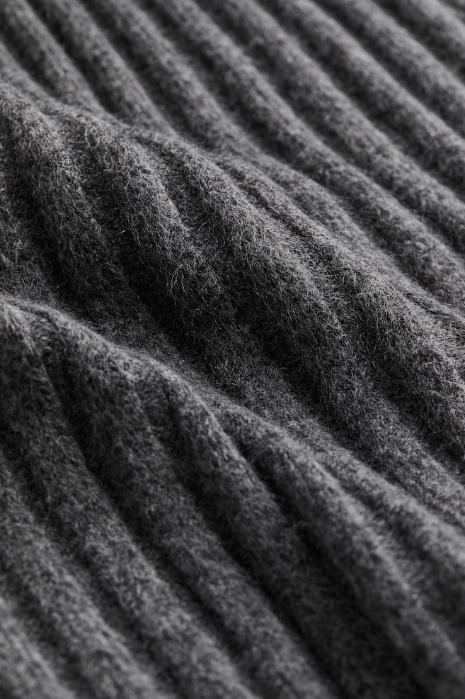 Rib-knit dress - Dark grey/Light beige - 4