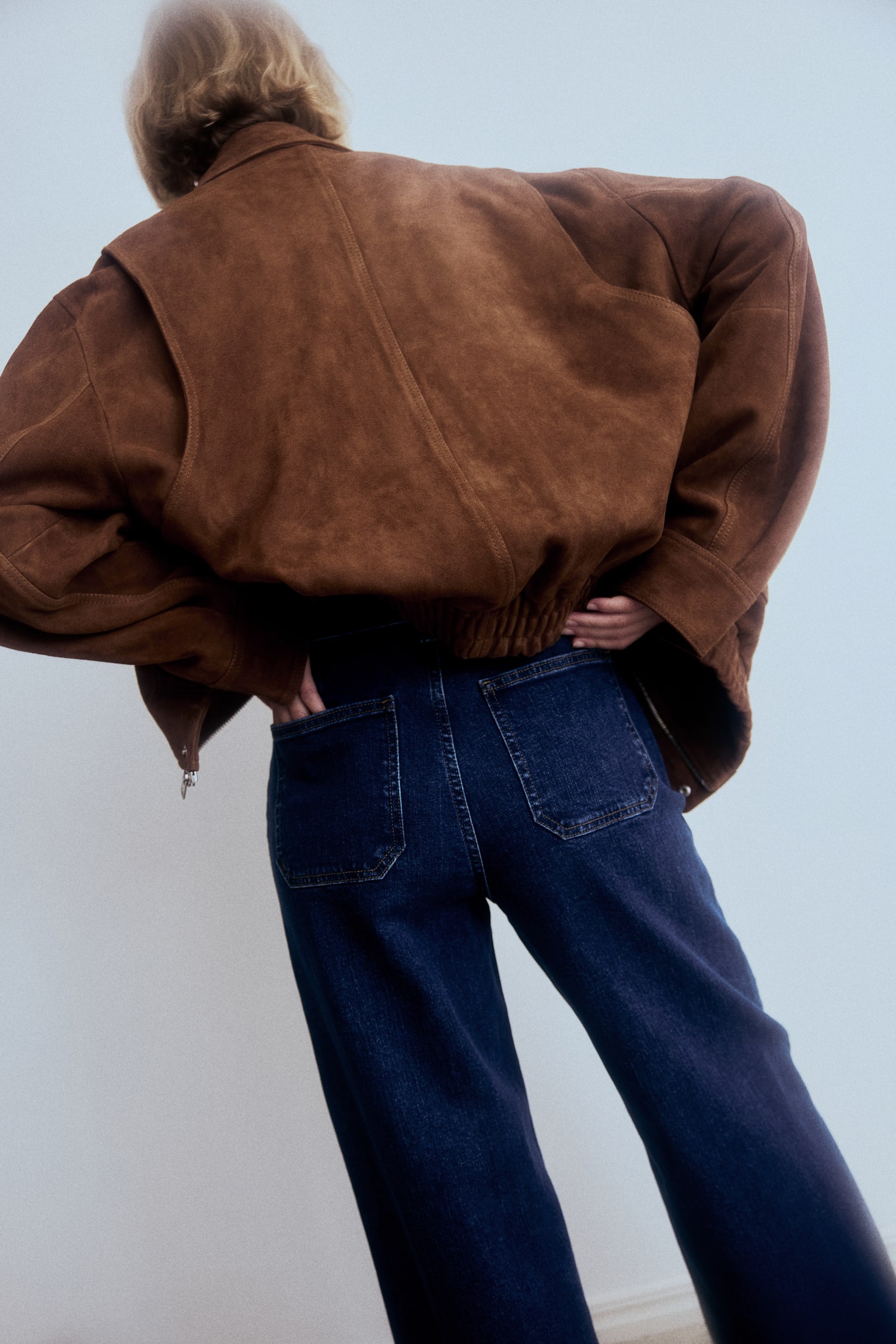 Wide High Jeans - Denim blue/Dark denim blue/White