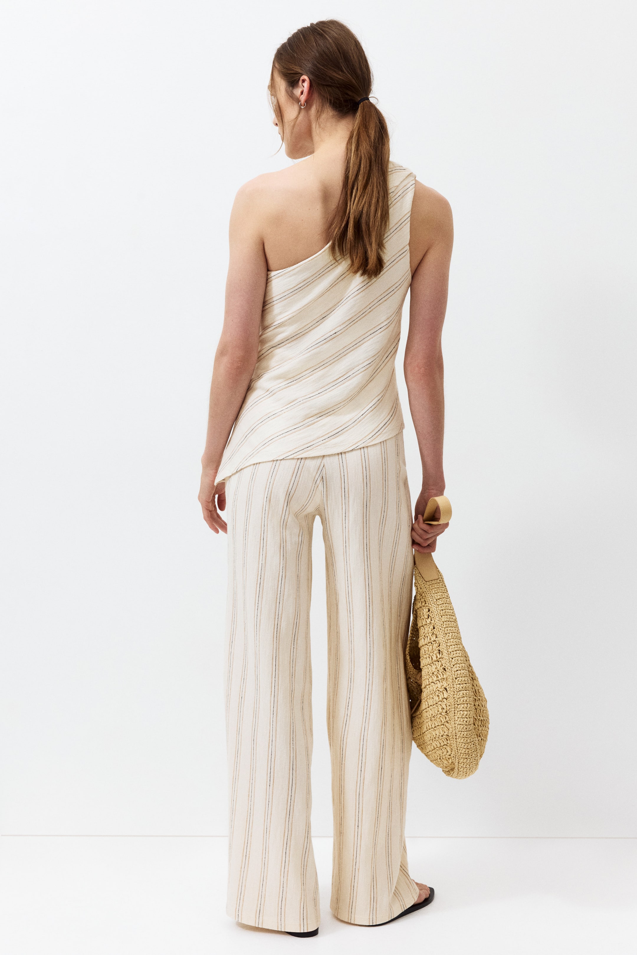 MAMA Pantalon à taille élastique en coton texturé