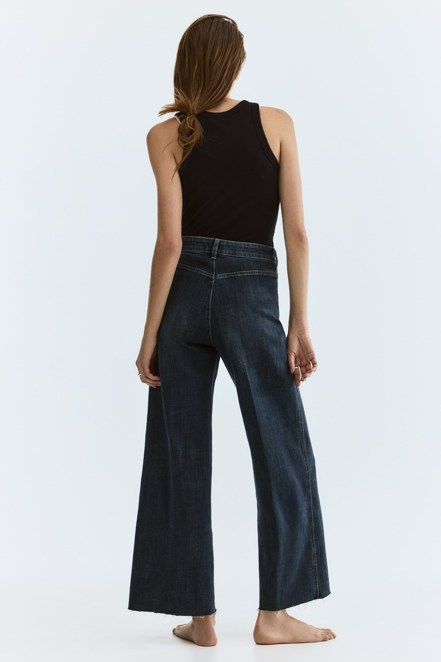 Wide High Waist Ankle Jeans - כחול ג'ינס כהה/כחול נייבי ג'ינס/לבן/אדום עז/כחול ג'ינס/כחול ג'ינס בהיר - 3