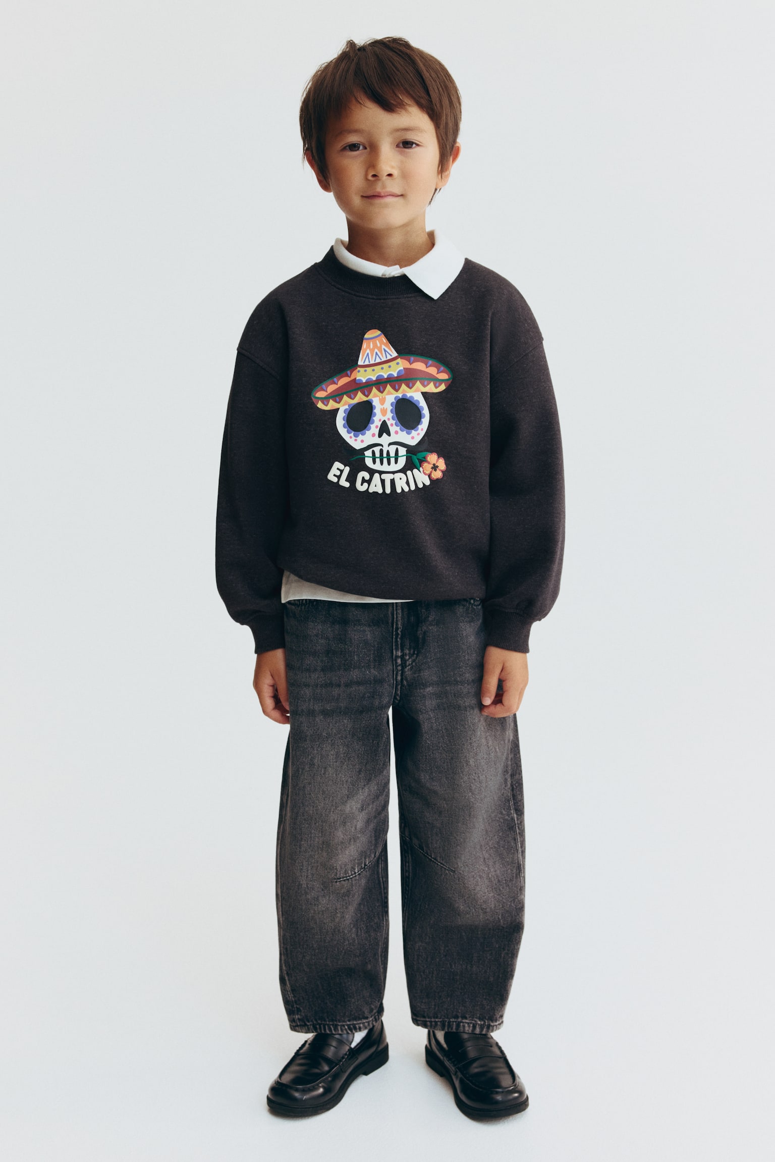 Детские толстовки H&M Sweatshirt with Printed Motif, цвет: Угольный серый — фото 4