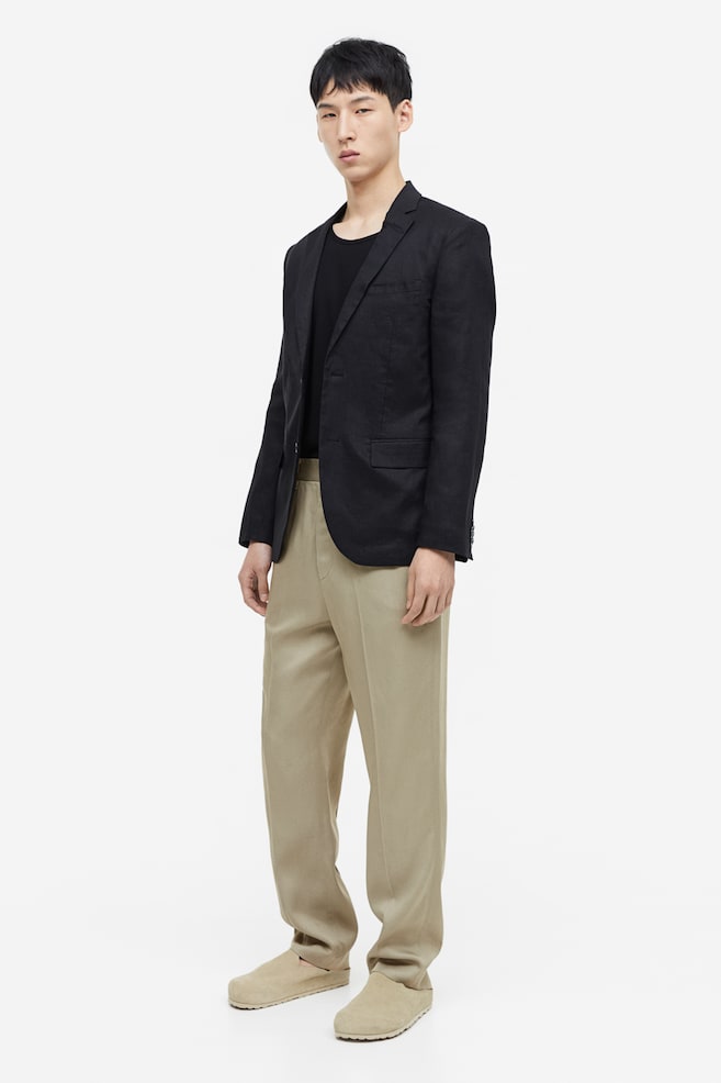 Pantaloni eleganti in lyocell Regular Fit - Beige/Marrone scuro - 2
