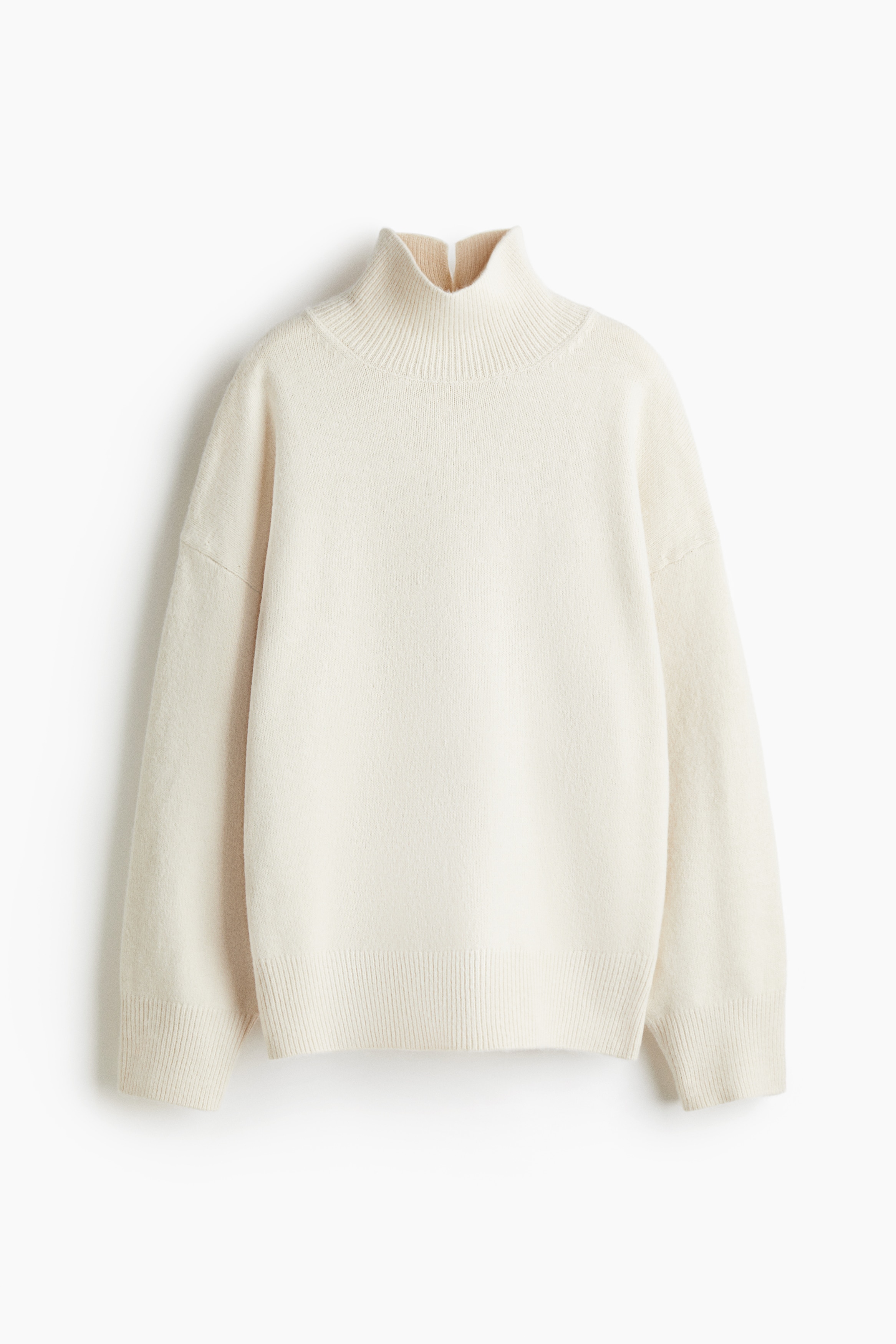 Oversized Mock-Turtleneck Sweater - Cream/Light taupe melange/Dark gray melange