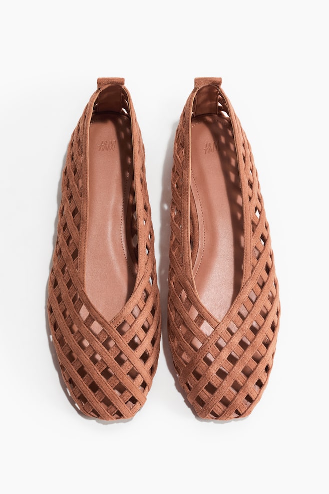 Ballerines à effet tressé - Rose pêche foncé/Noir/Vert kaki foncé - 1