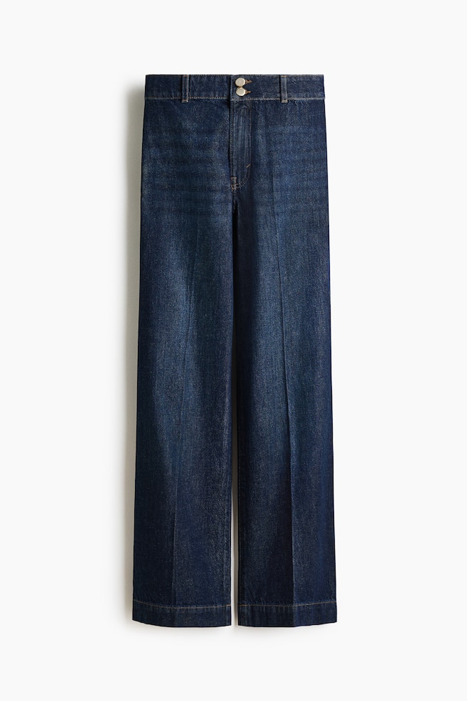 Wide High Waist Jeans - Dark denim blue/Light denim blue/Denim blue/White - 1