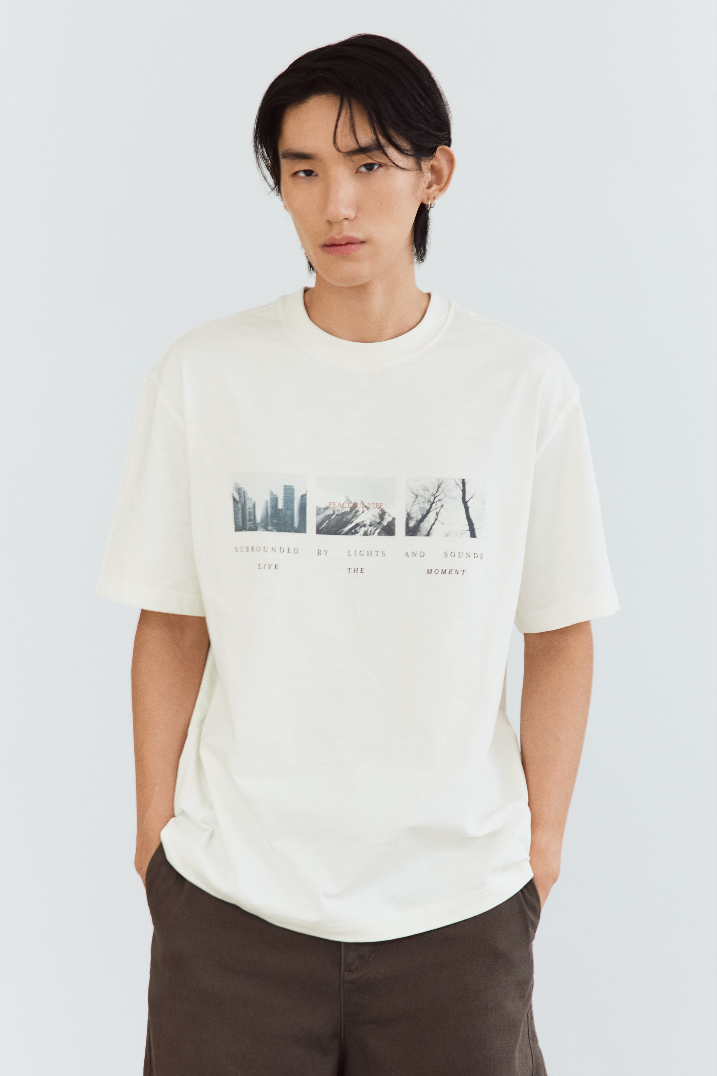 トップス House on the Hill S/S Tee (Sky Blue)120 Men's Turquoise/Downtown Loose Fit Printed T-shirt | H&M SG
