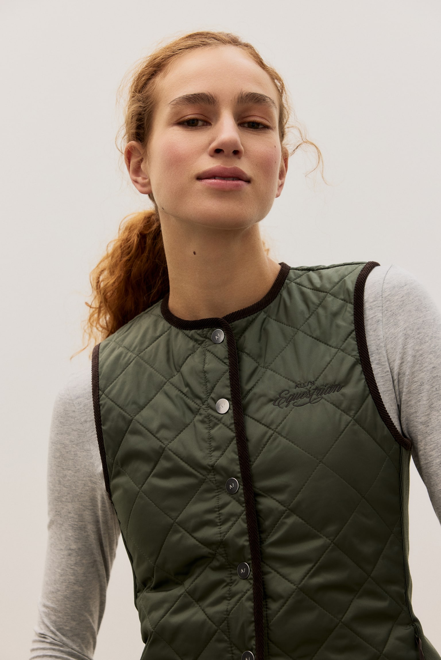 Slim Fit Padded riding gilet - Khaki green - 10